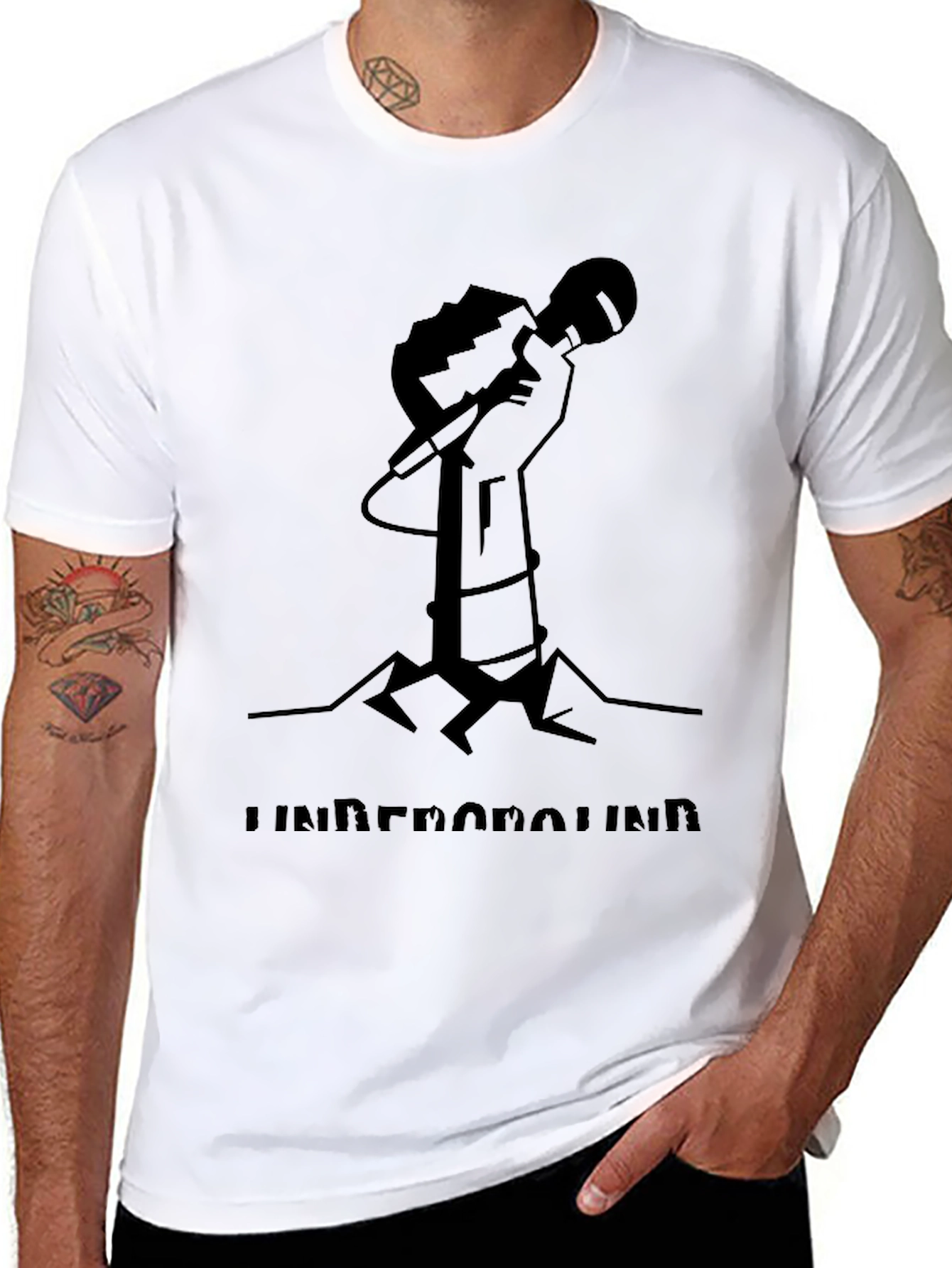 Underground Microphone Graphic Tee - Black