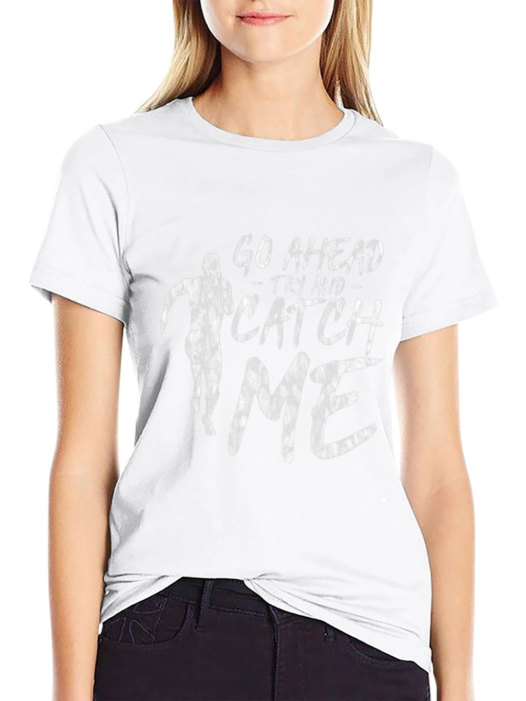 Go Ahead Catch Me Black Graphic T-Shirt