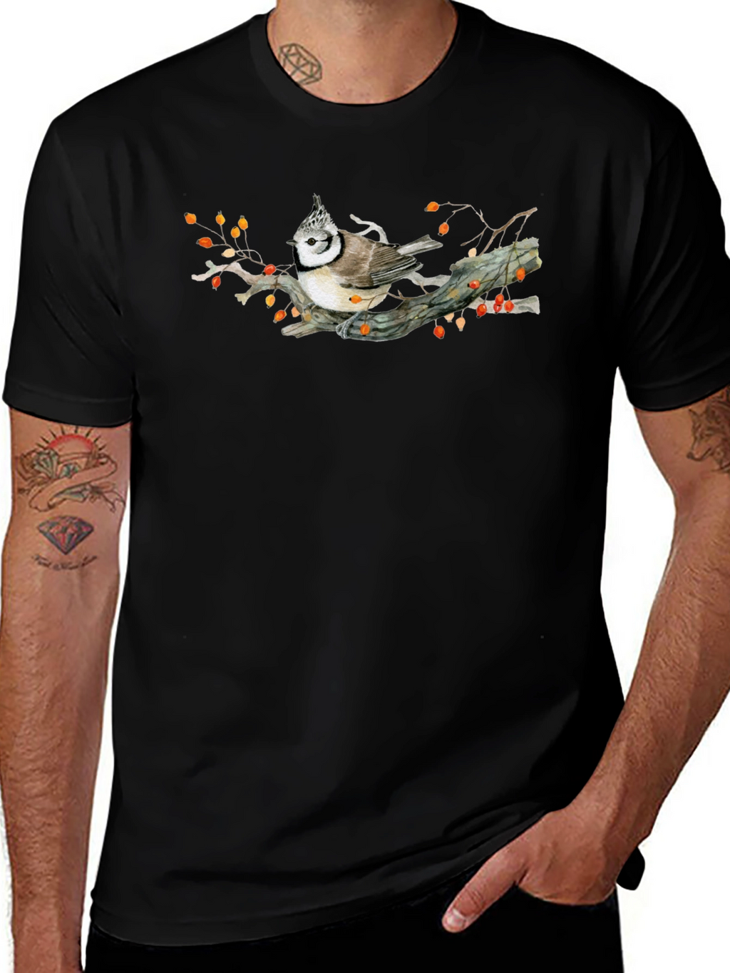 Bird on Branch Graphic T-Shirt