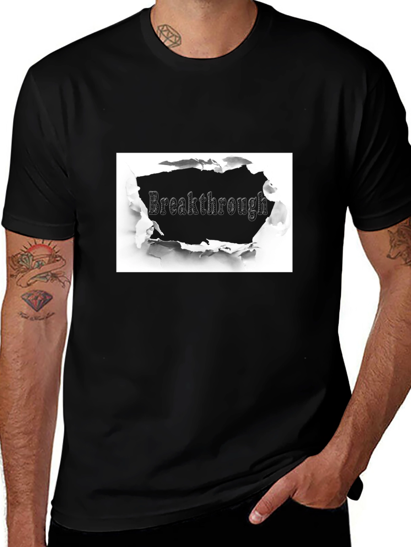 Breakthrough Graphic Tee - Unique Torn Paper Design