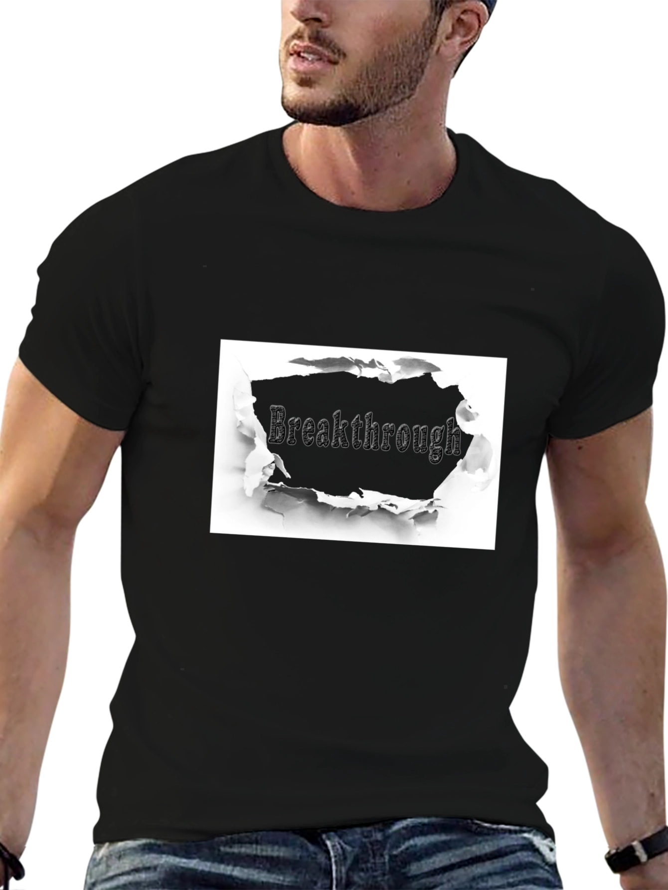 Breakthrough Graphic Tee - Unique Torn Paper Design