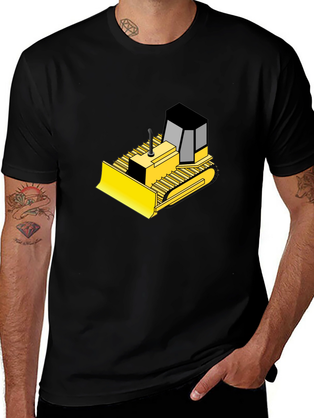 Bulldozer Graphic Black T-Shirt
