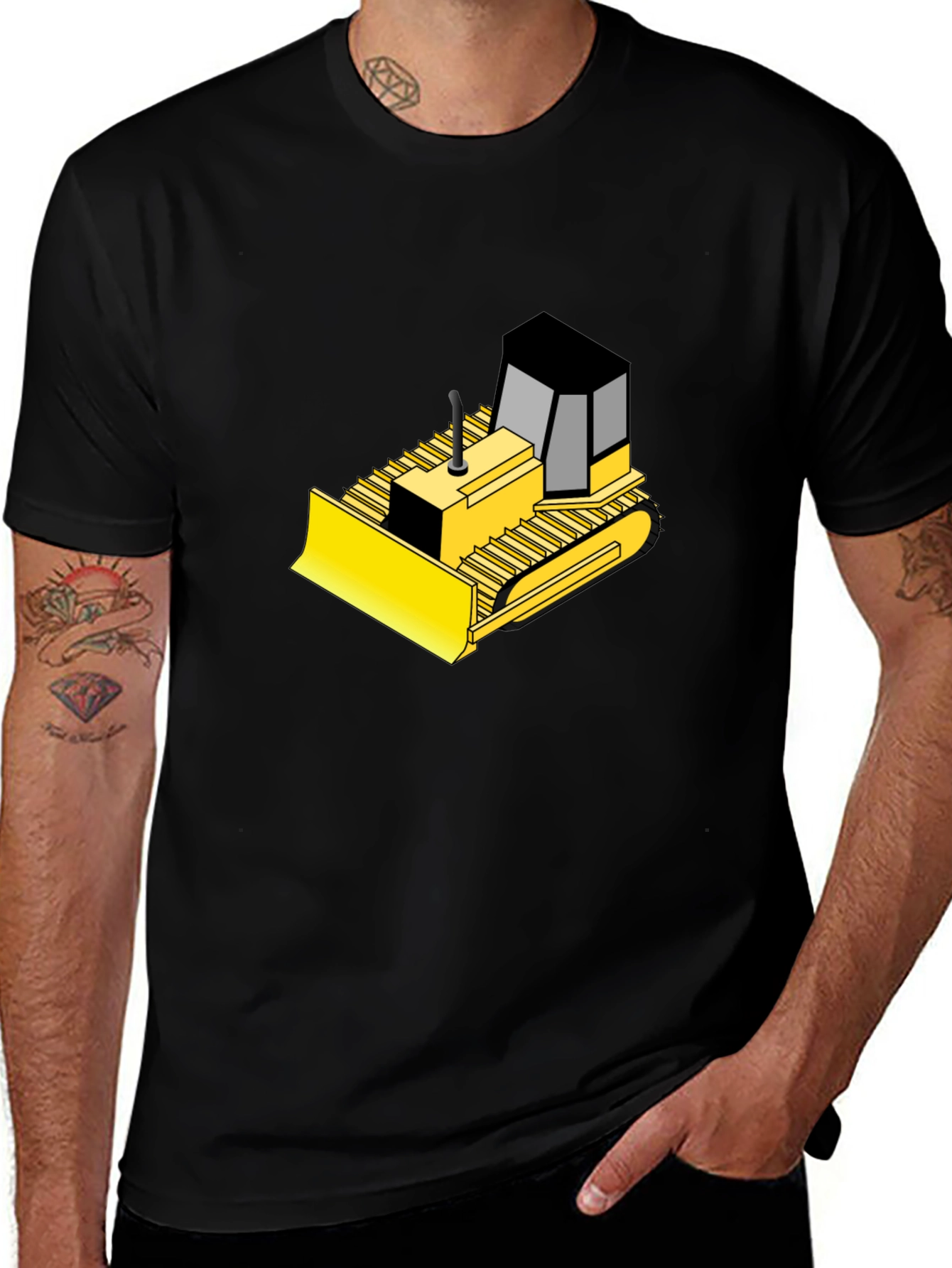 Bulldozer Graphic Black T-Shirt
