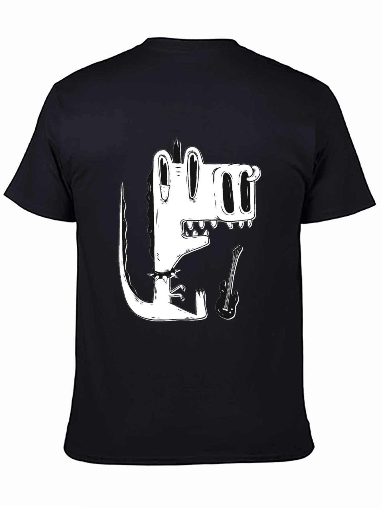 Black T-Shirt with Cool Cartoon Crocodile Graphic