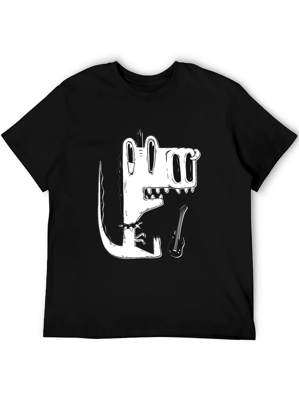 Black T-Shirt with Cool Cartoon Crocodile Graphic