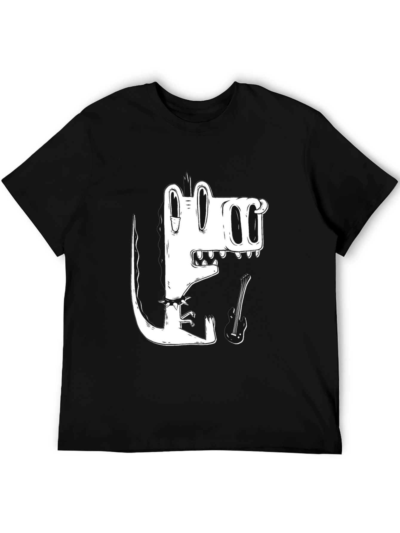 Black T-Shirt with Cool Cartoon Crocodile Graphic