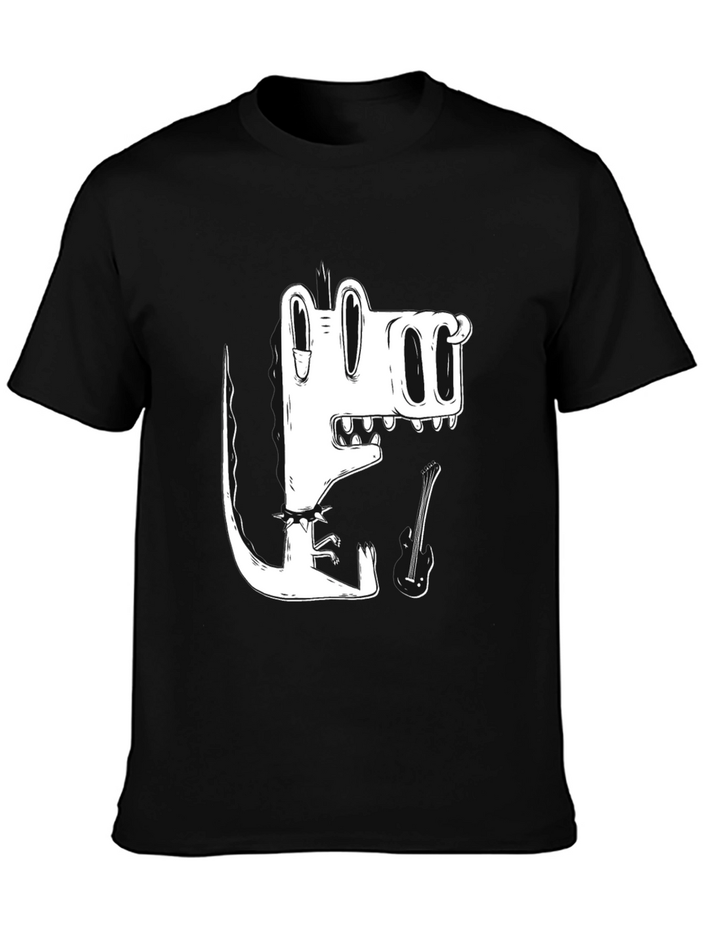 Black T-Shirt with Cool Cartoon Crocodile Graphic