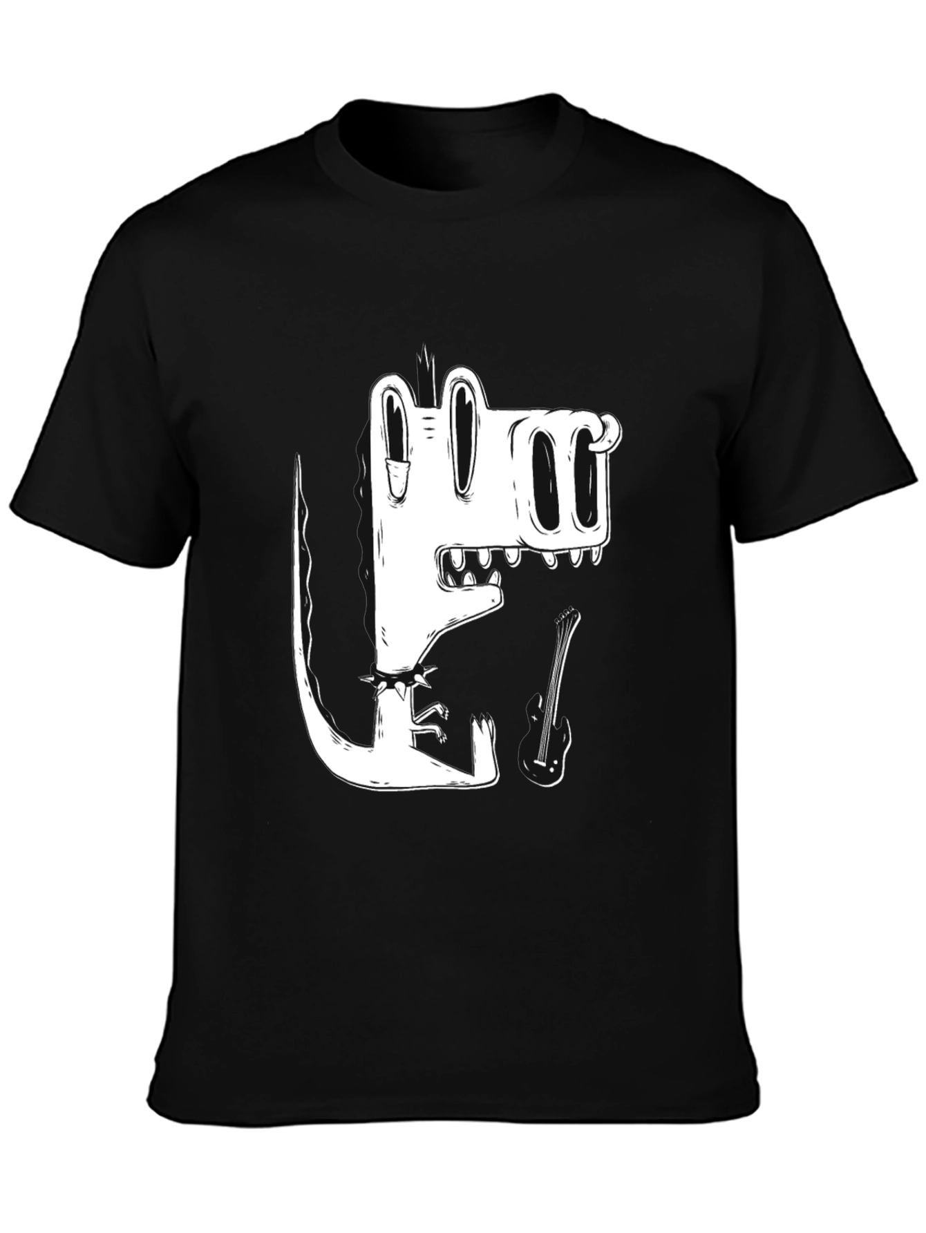 Black T-Shirt with Cool Cartoon Crocodile Graphic