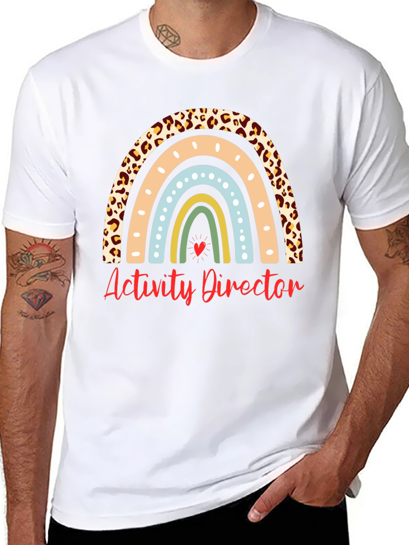 Activity Director Rainbow Leopard Print T-Shirt