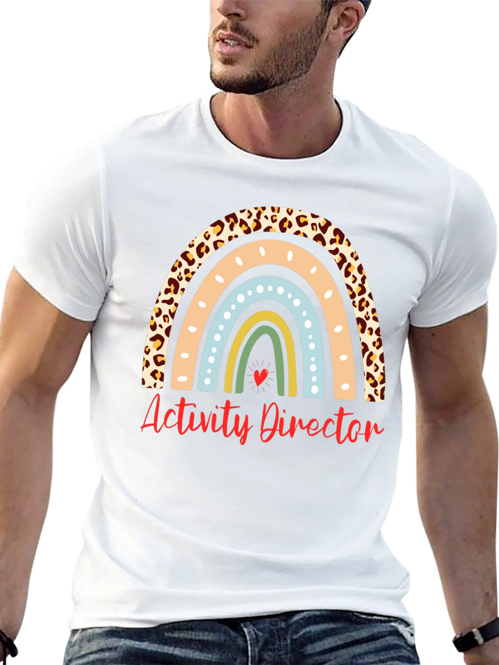 Activity Director Rainbow Leopard Print T-Shirt