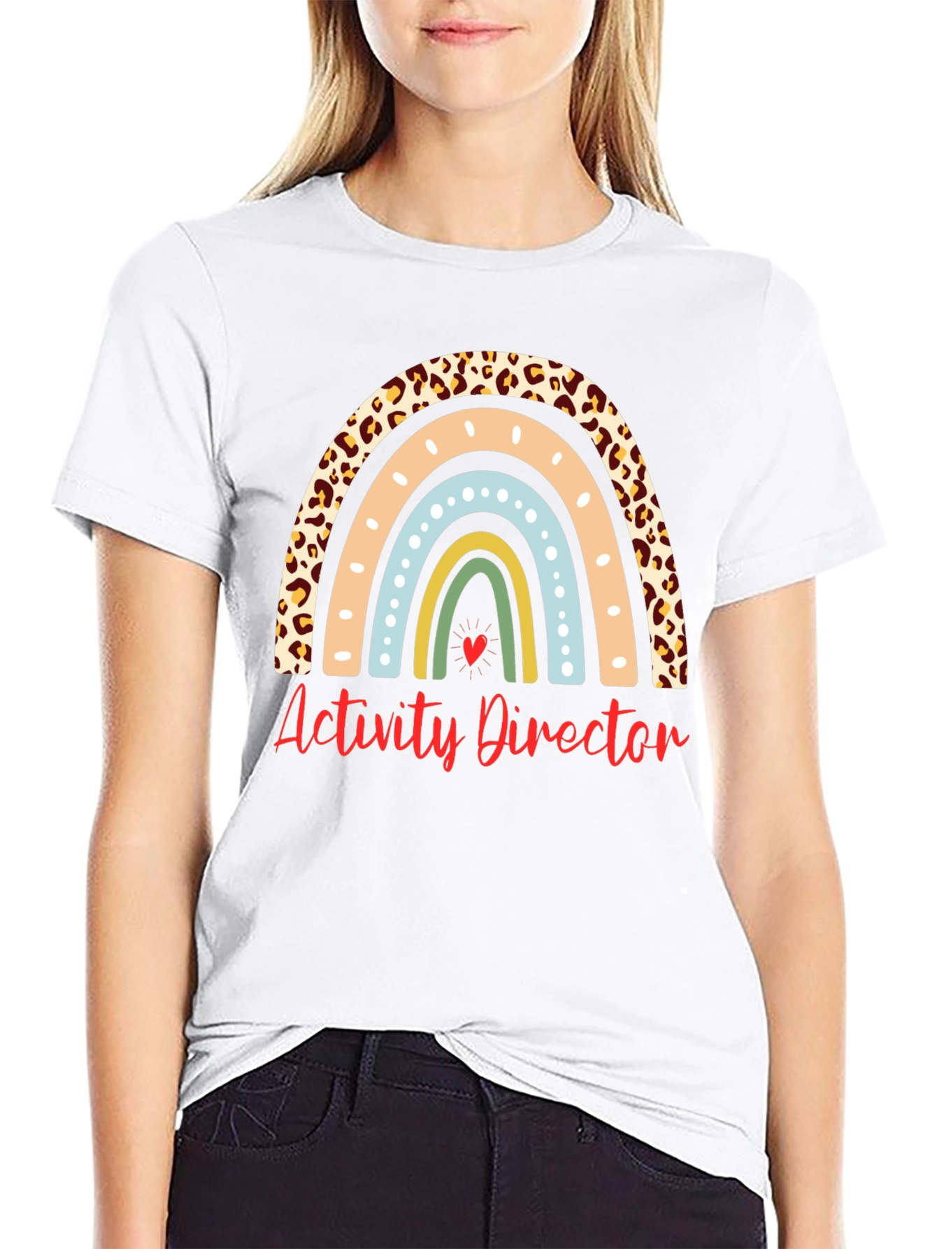Activity Director Rainbow Leopard Print T-Shirt