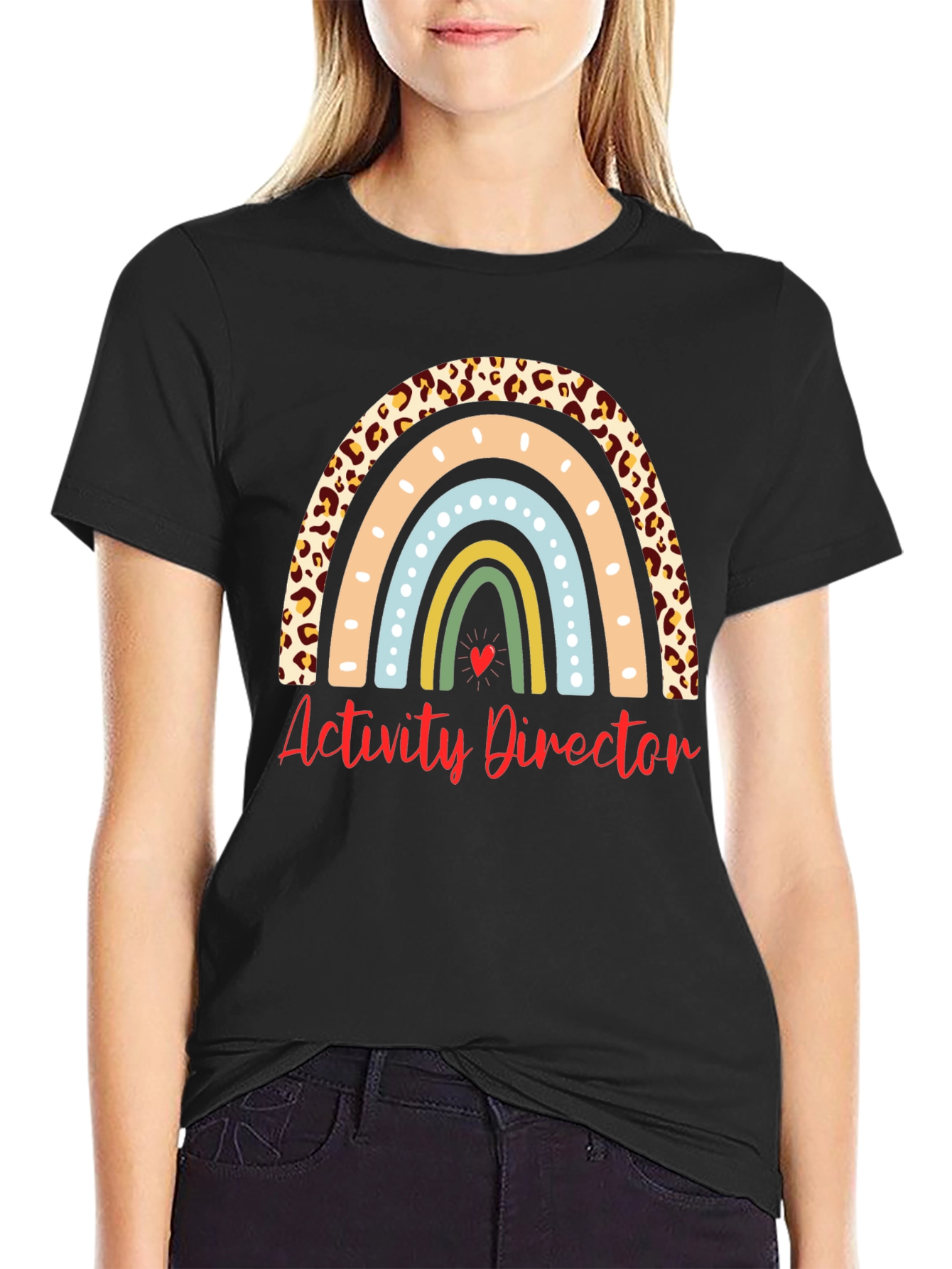Activity Director Rainbow Leopard Print T-Shirt