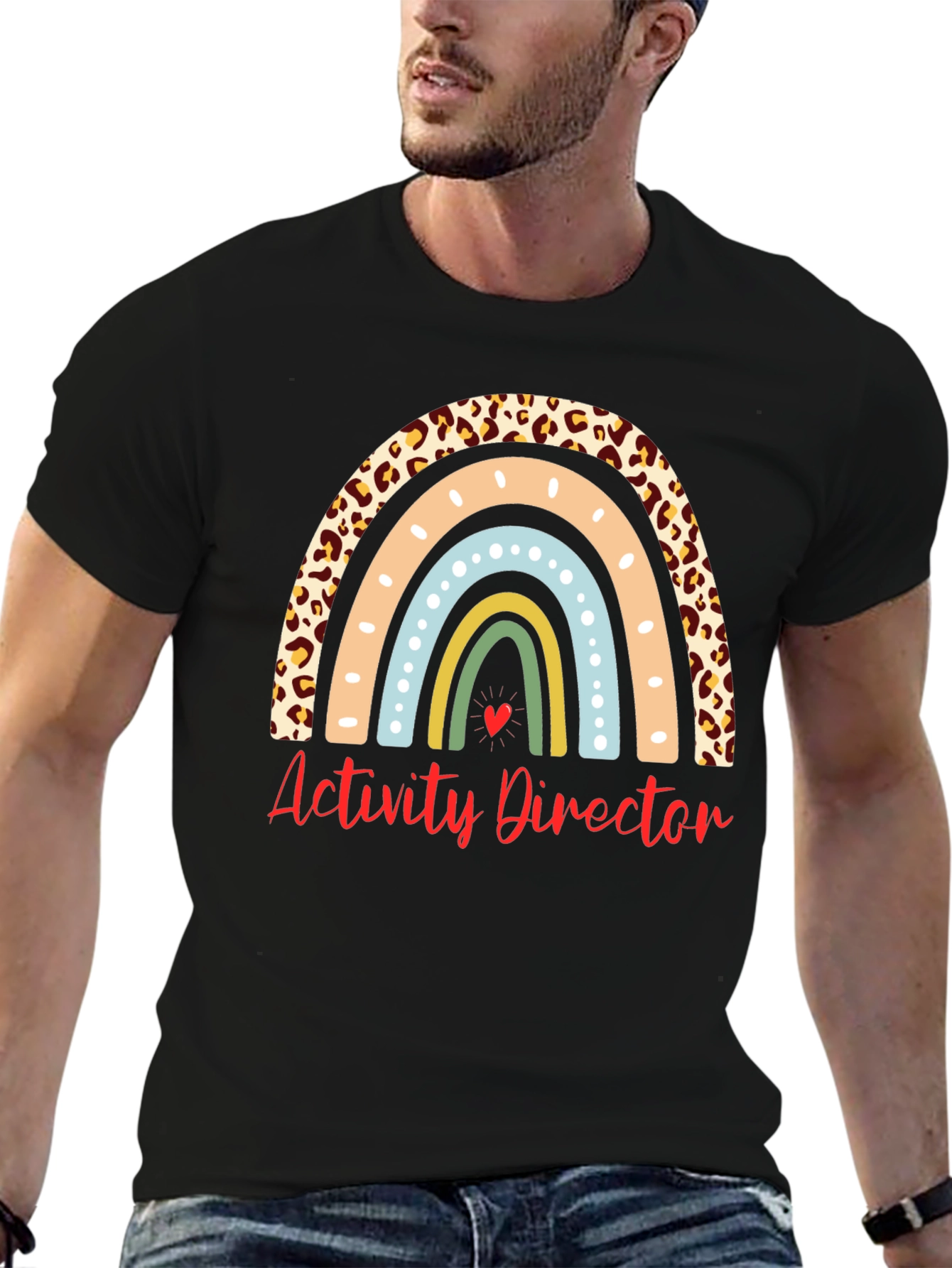 Activity Director Rainbow Leopard Print T-Shirt