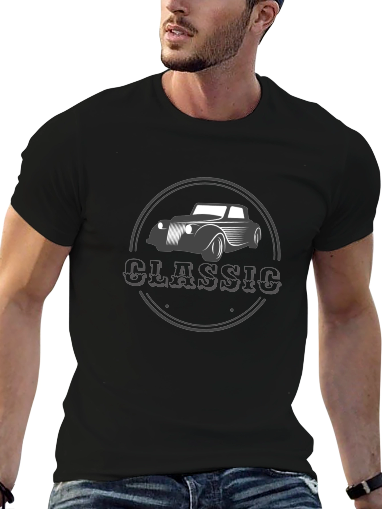 Classic Car Graphic T-Shirt - Black