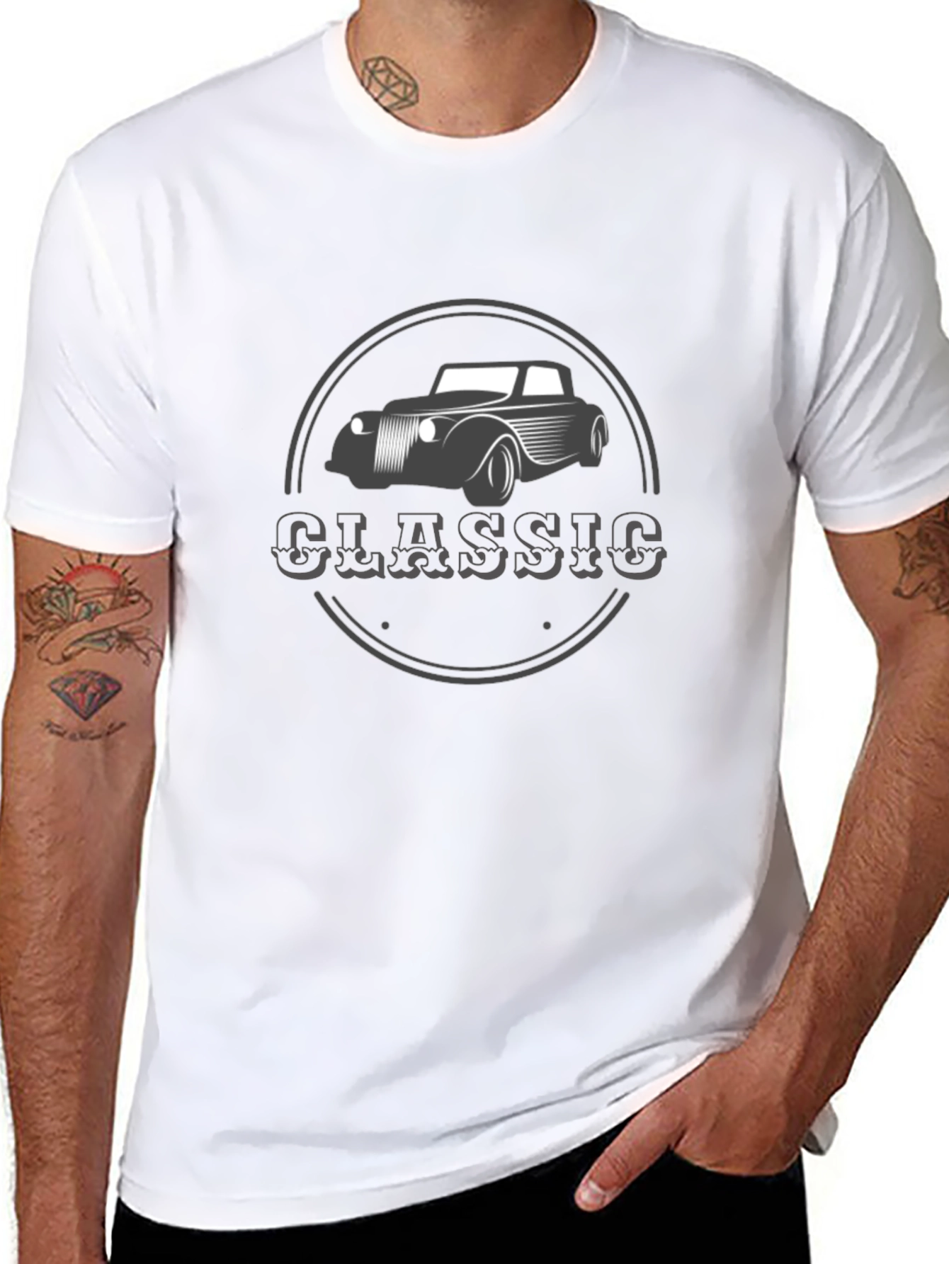 Classic Car Graphic T-Shirt - Black