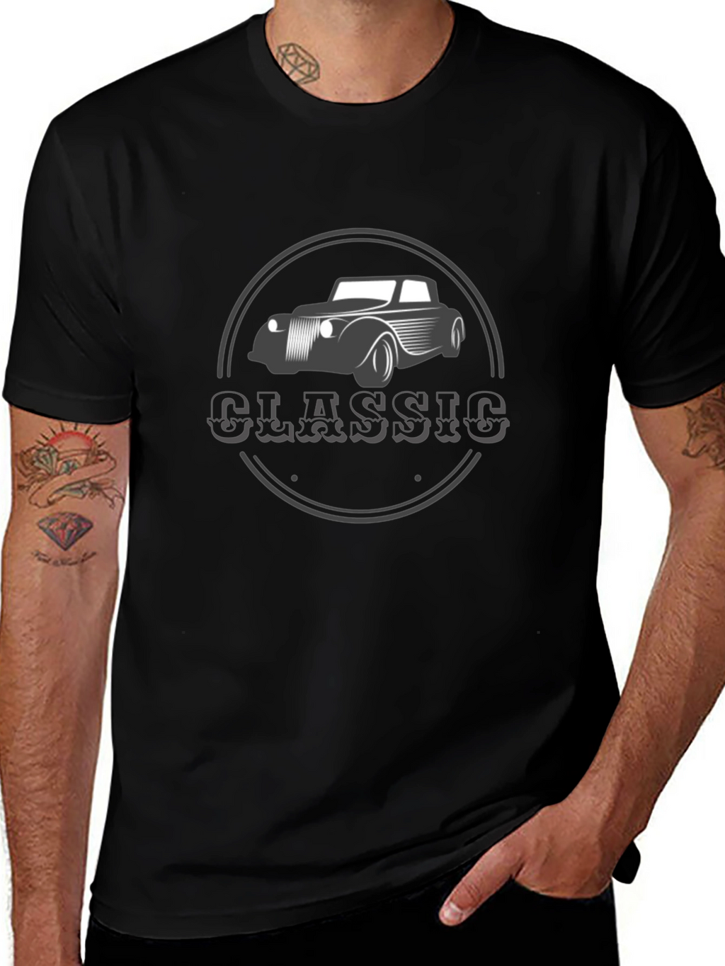 Classic Car Graphic T-Shirt - Black