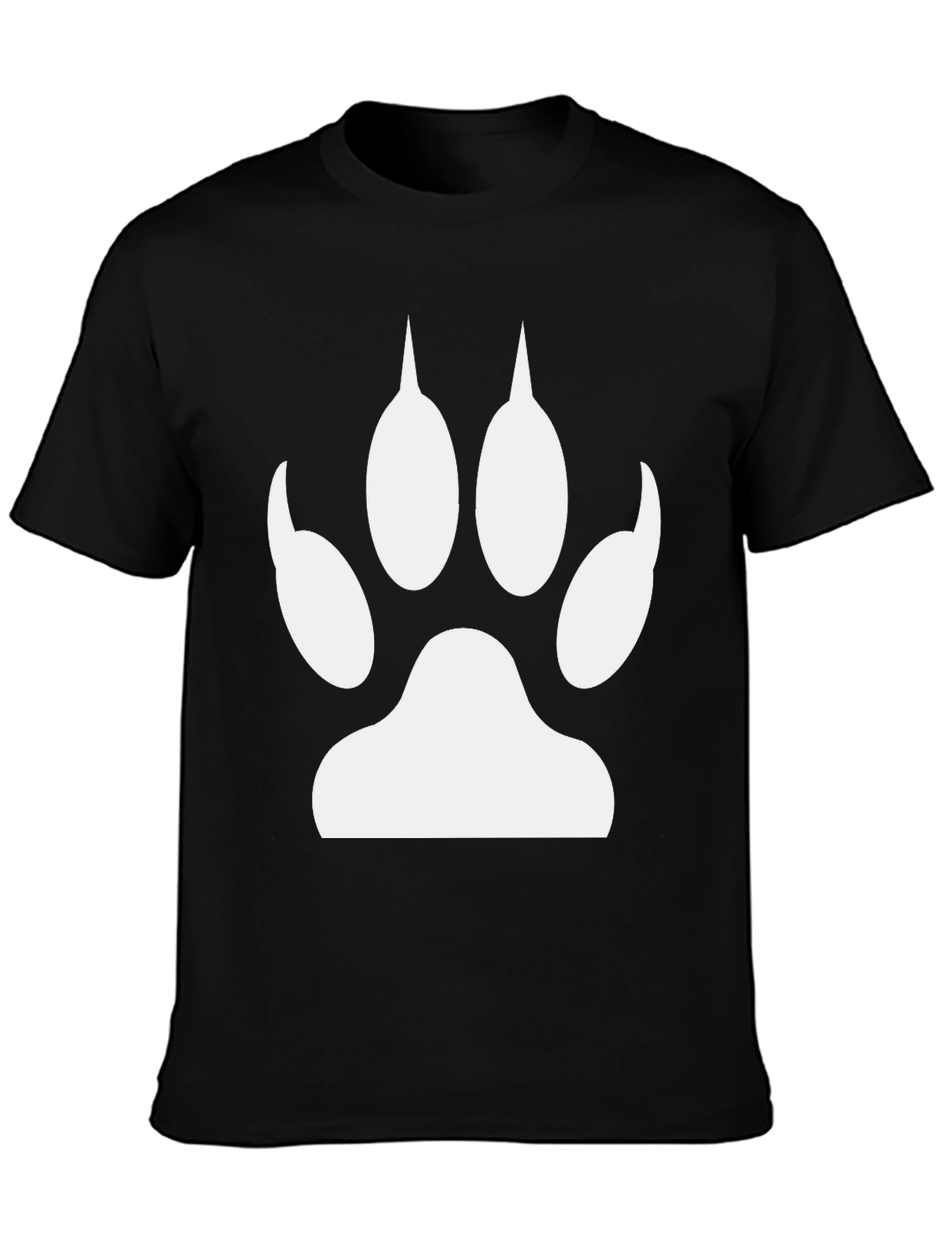 Black T-Shirt with White Animal Paw Print