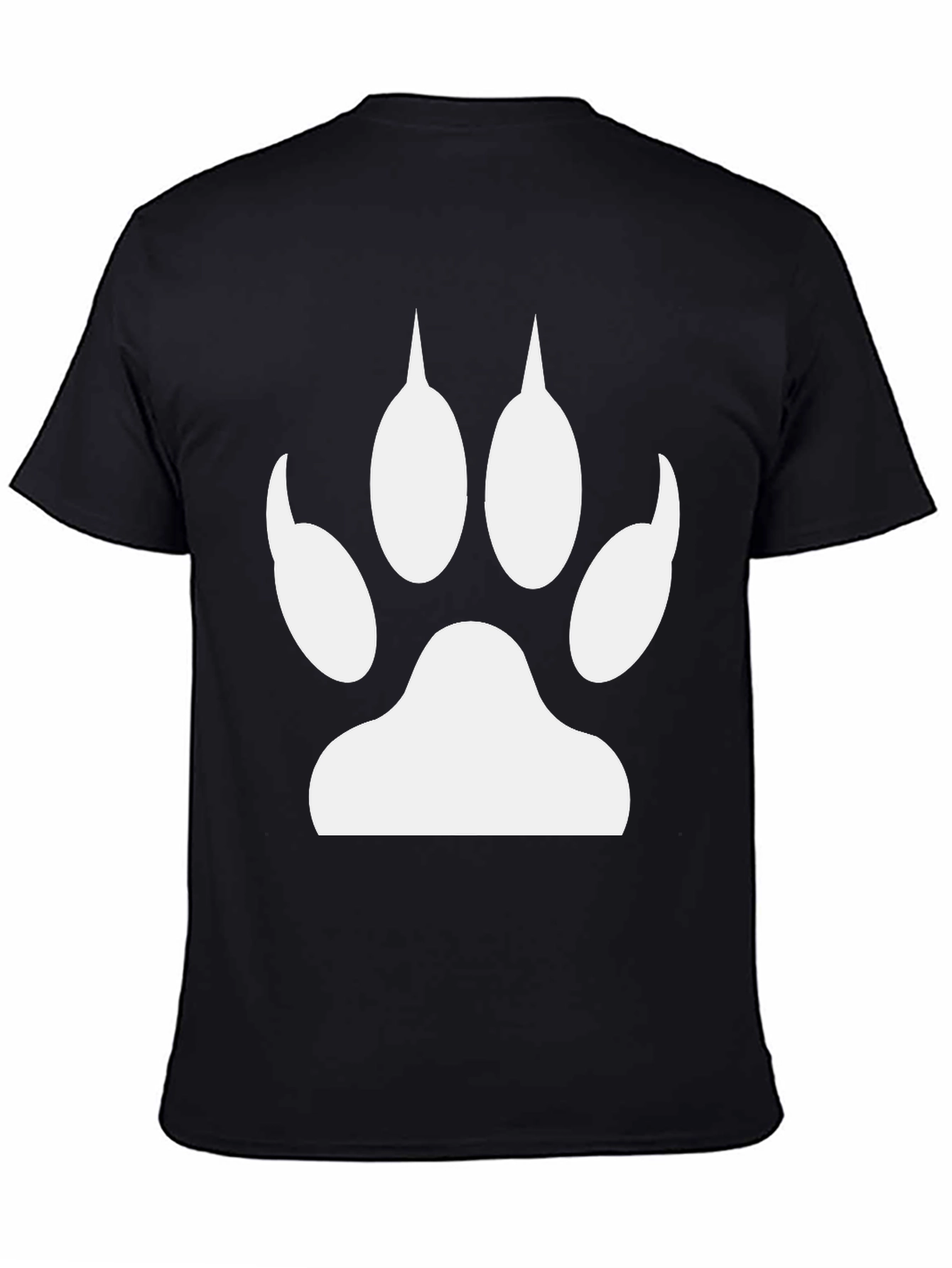 Black T-Shirt with White Animal Paw Print