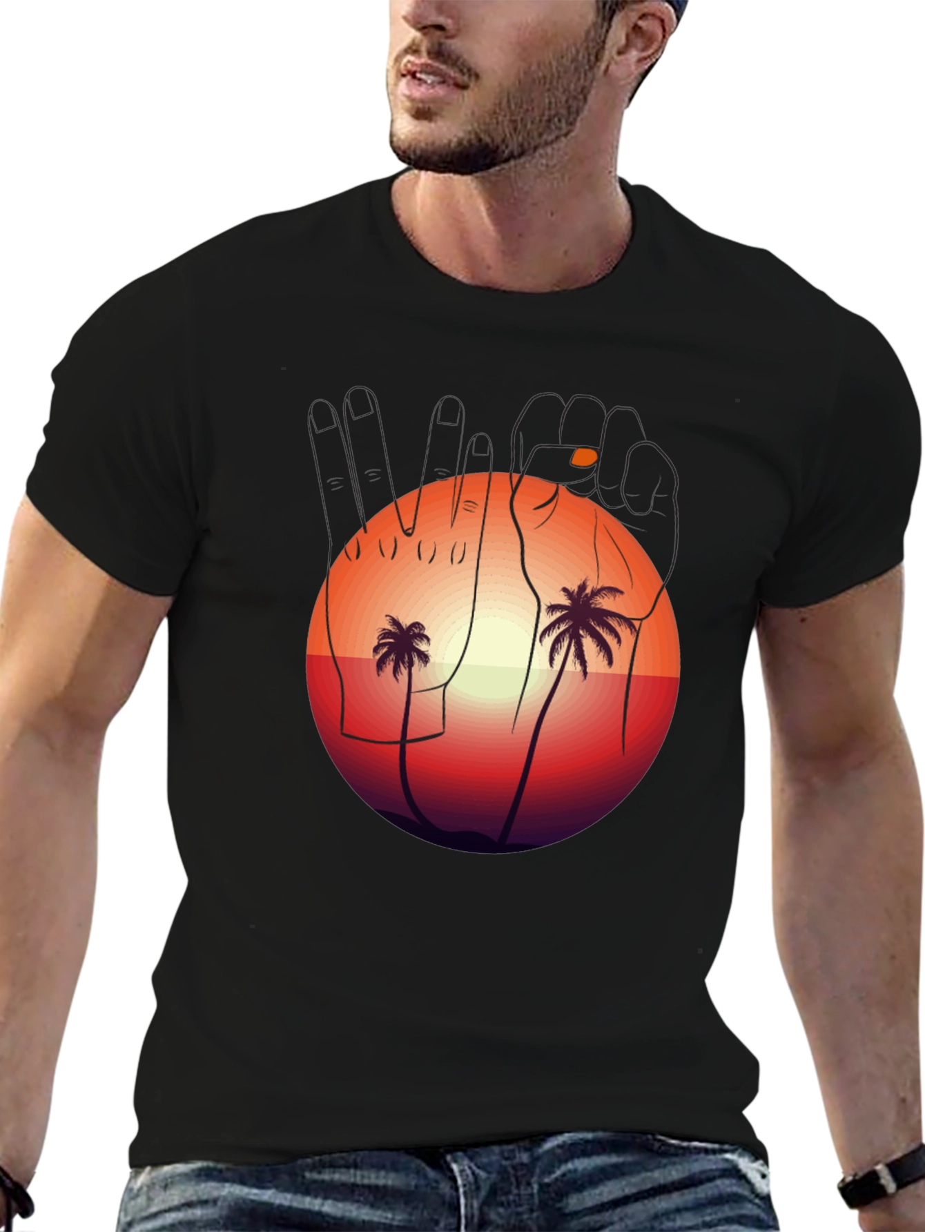 Sunset Palms Graphic Tee - Relaxed Fit