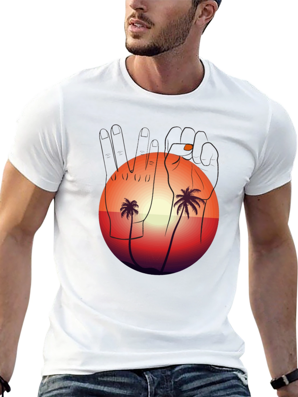 Sunset Palms Graphic Tee - Relaxed Fit