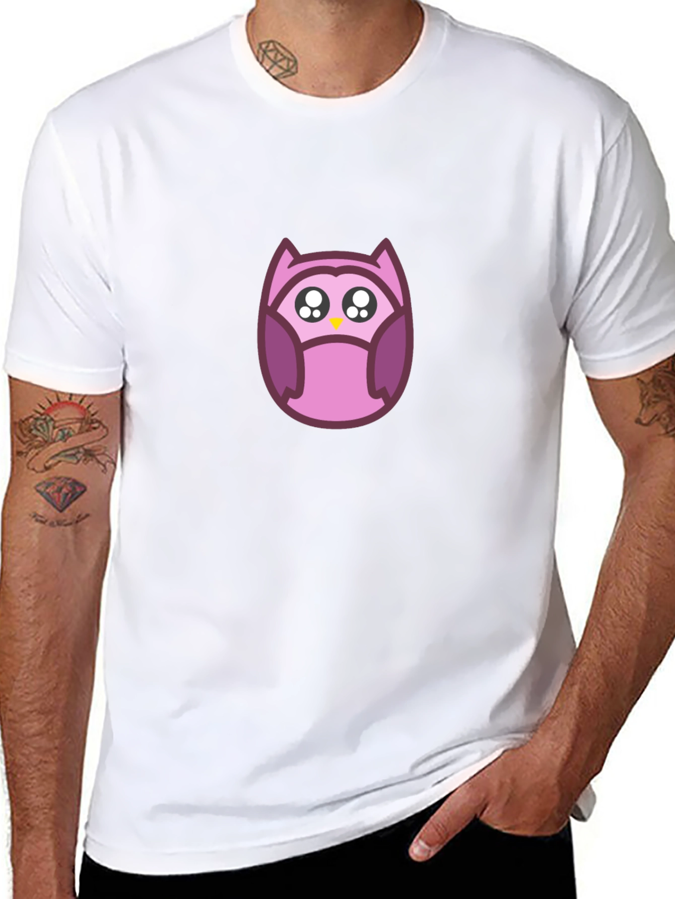Cute Owl Graphic Black T-Shirt