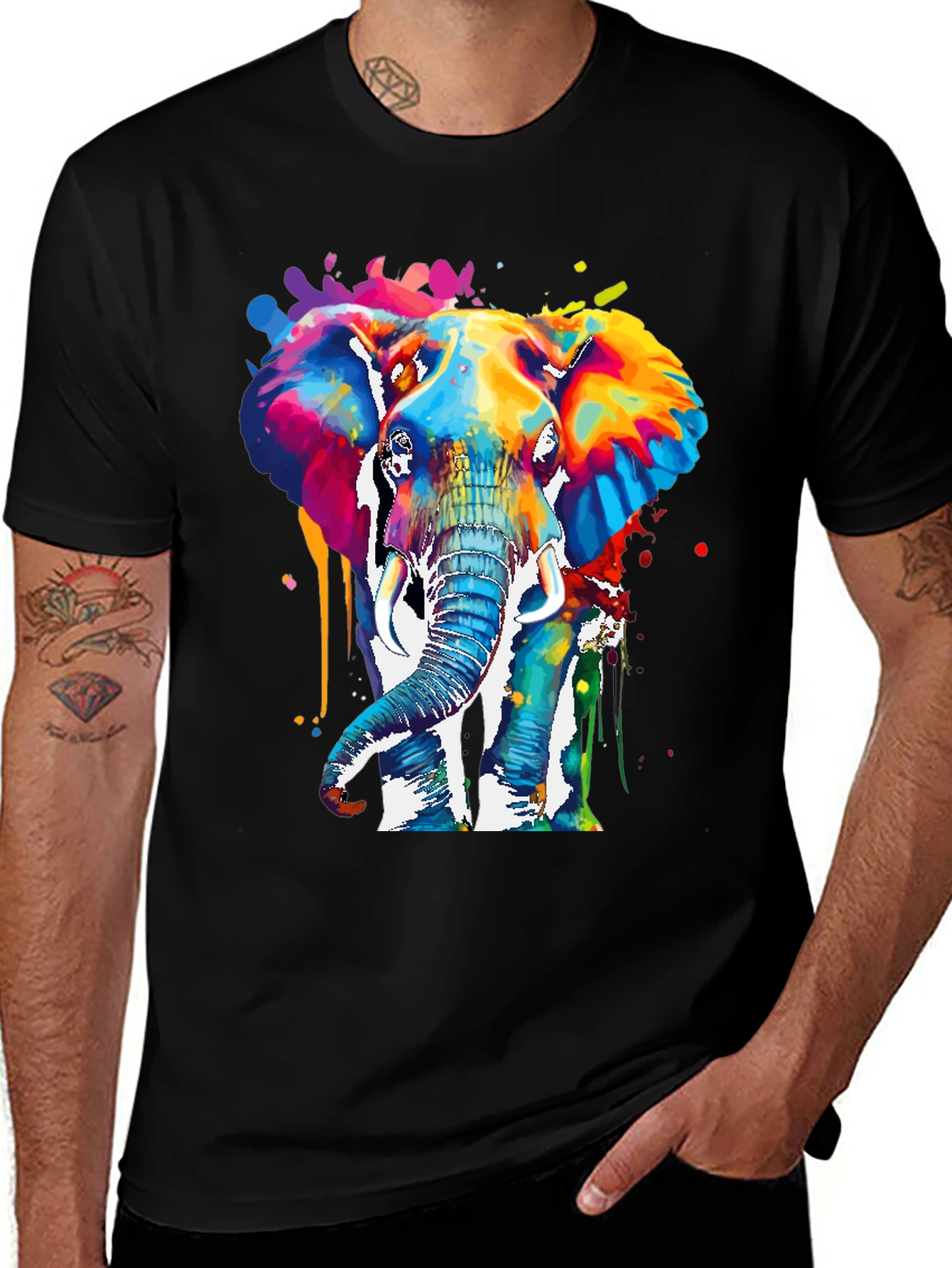 Colorful Elephant Graphic T-Shirt