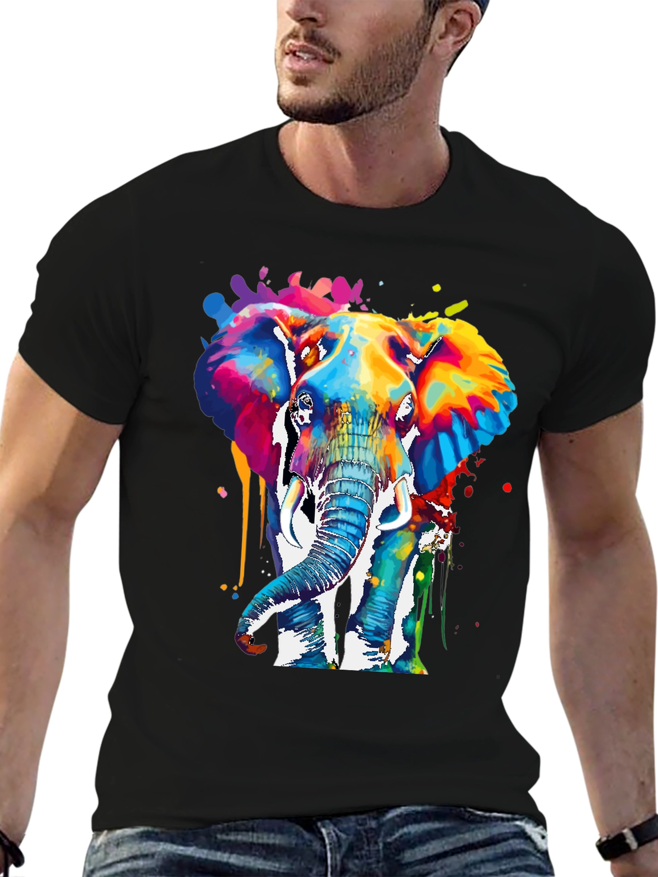 Colorful Elephant Graphic T-Shirt