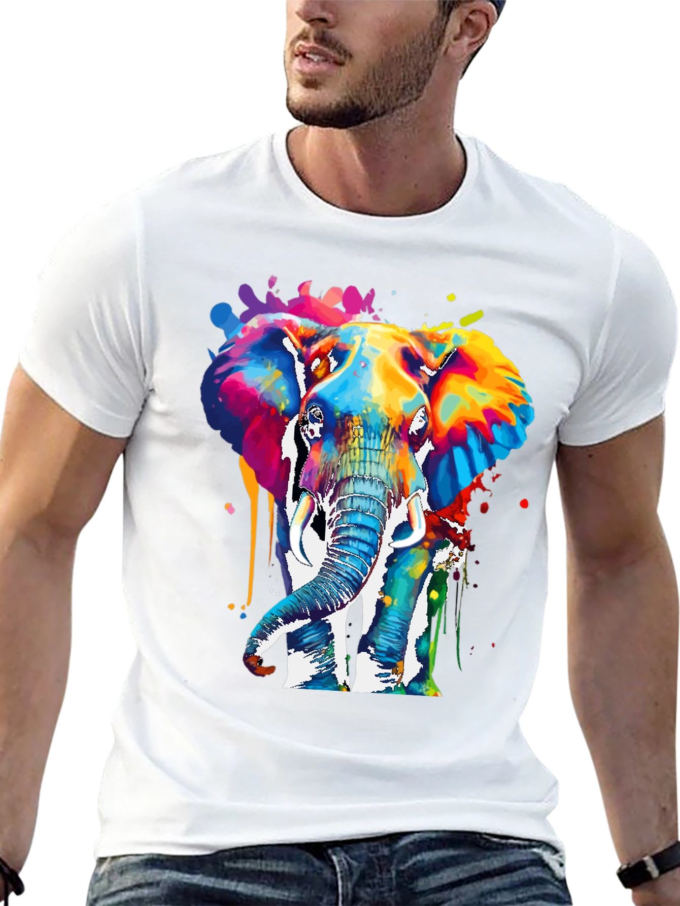 Colorful Elephant Graphic T-Shirt