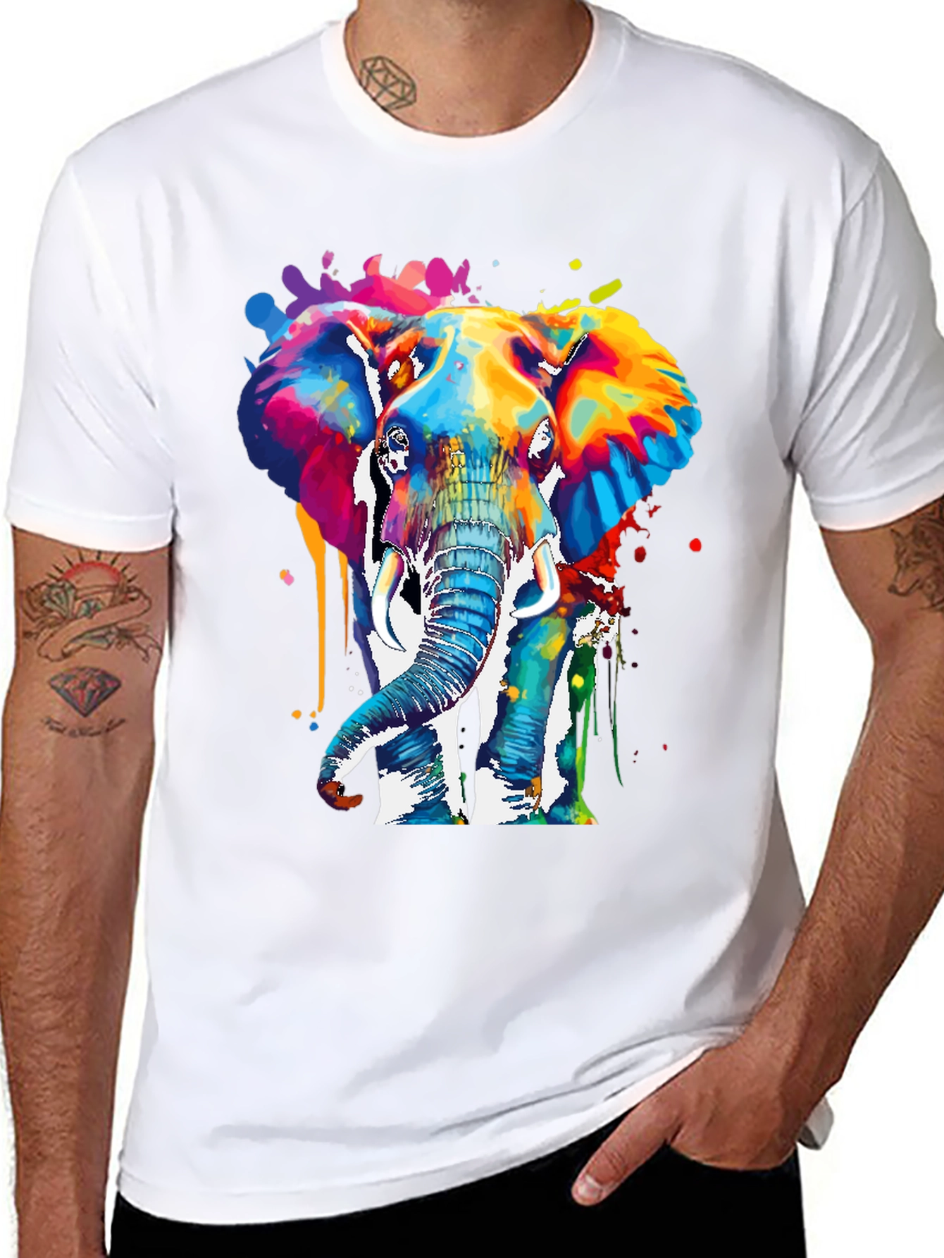 Colorful Elephant Graphic T-Shirt
