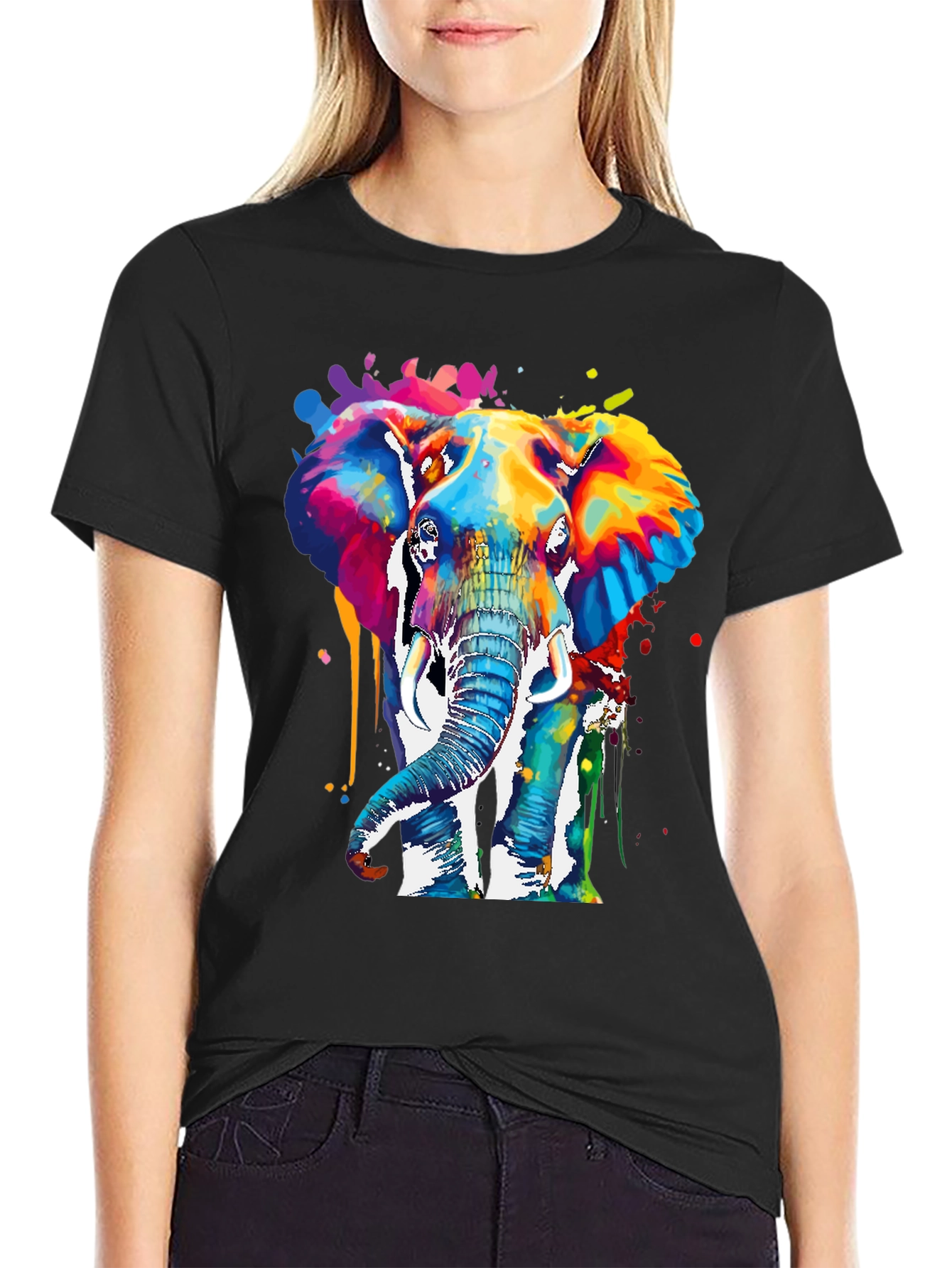 Colorful Elephant Graphic T-Shirt