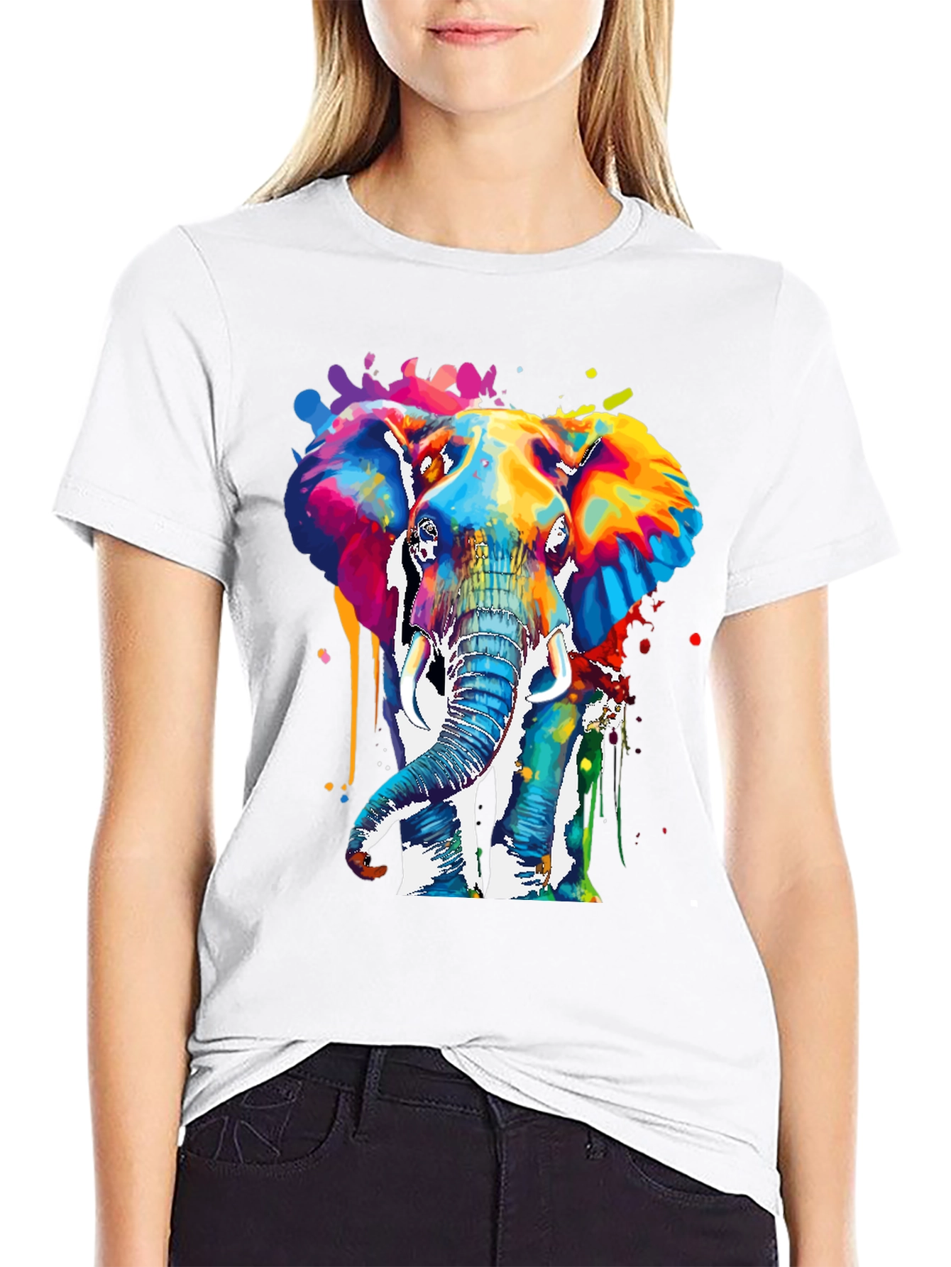 Colorful Elephant Graphic T-Shirt
