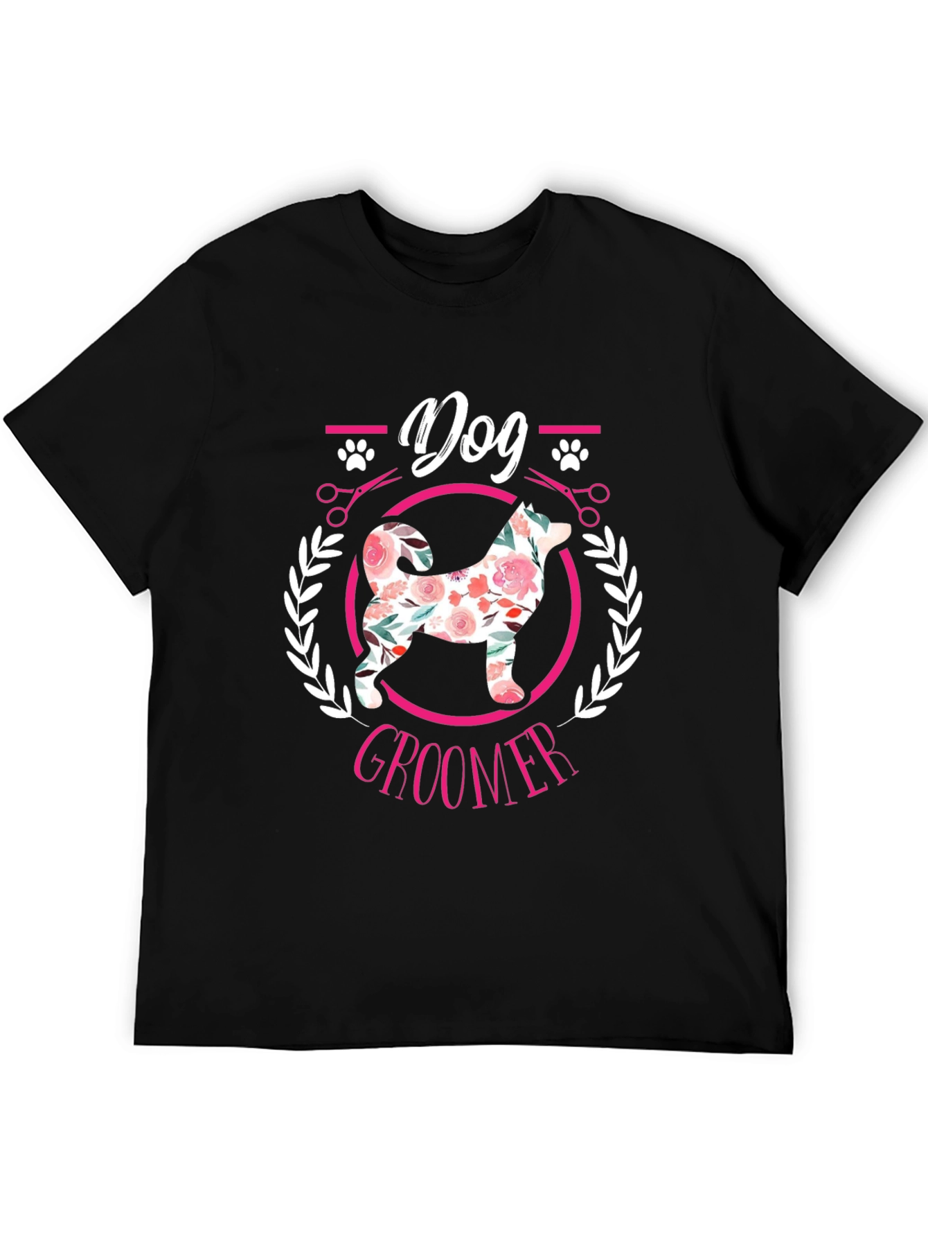 Dog Groomer T-Shirt - Floral Dog Design