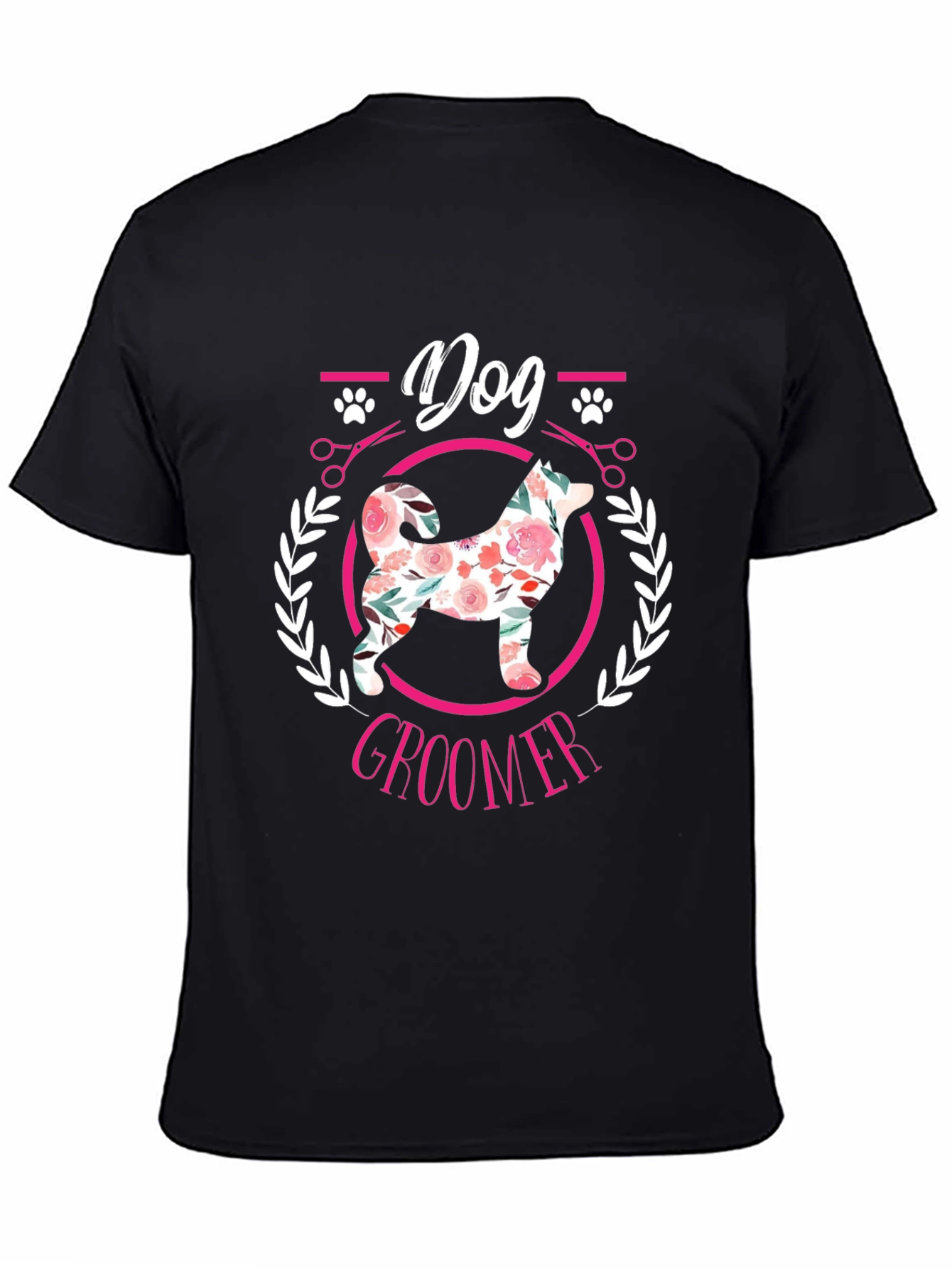Dog Groomer T-Shirt - Floral Dog Design
