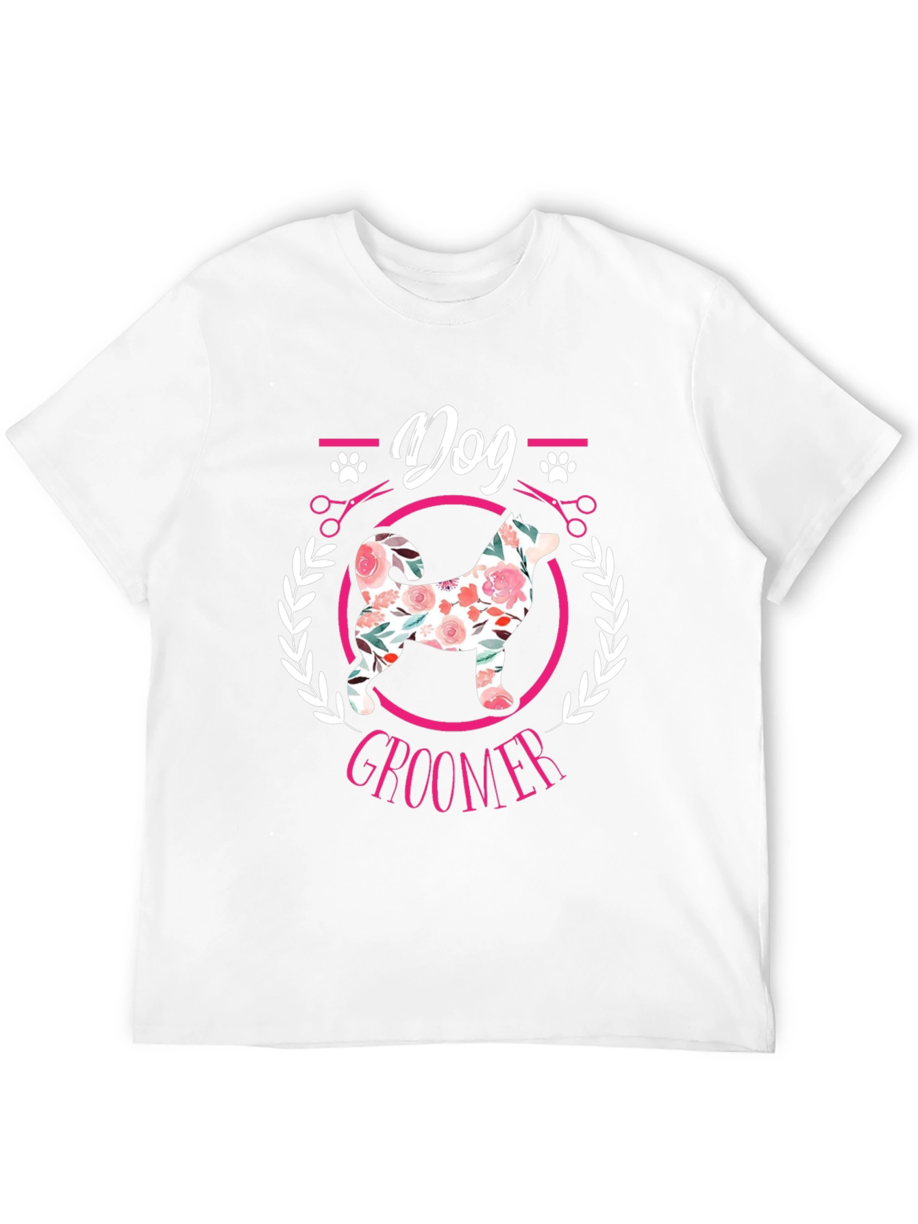Dog Groomer T-Shirt - Floral Dog Design