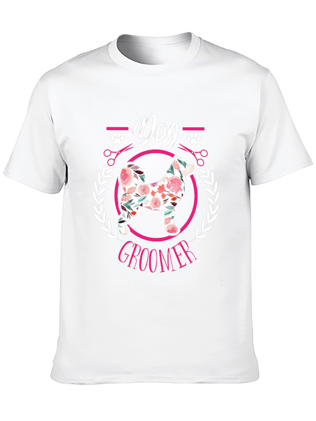Dog Groomer T-Shirt - Floral Dog Design