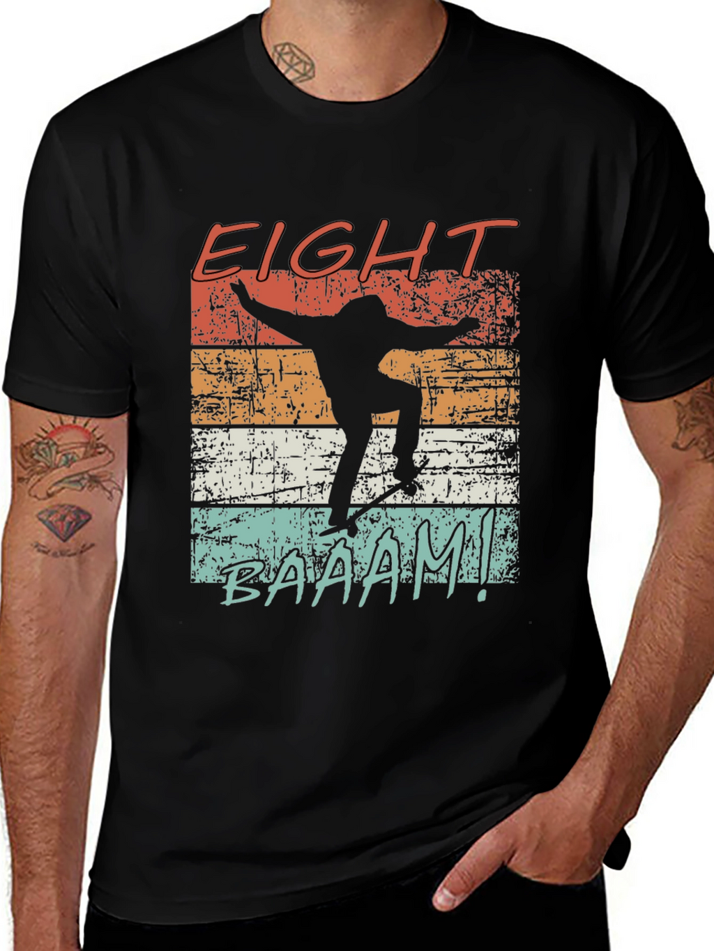 Eight Baaam Skateboarder Black T-Shirt