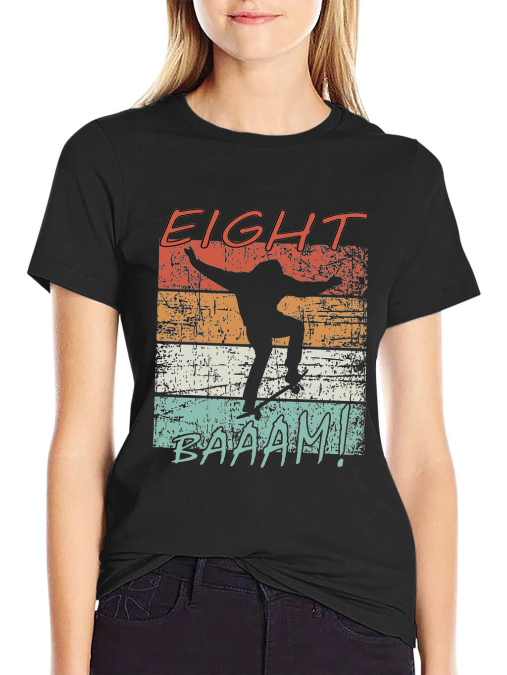 Eight Baaam Skateboarder Black T-Shirt