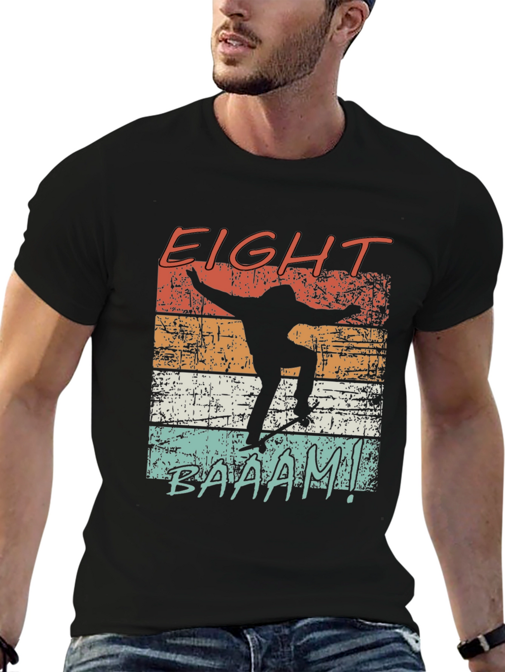 Eight Baaam Skateboarder Black T-Shirt