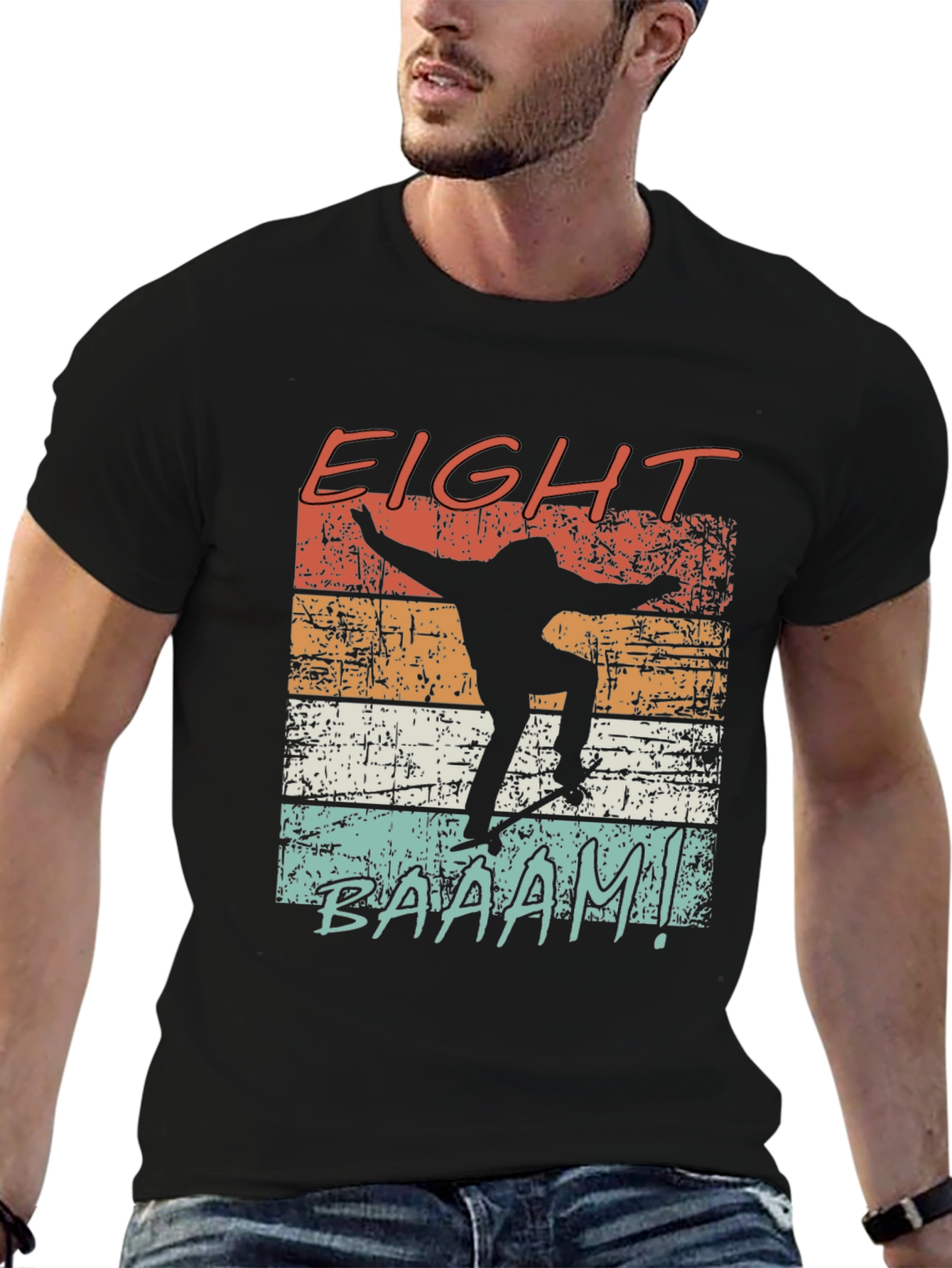 Eight Baaam Skateboarder Black T-Shirt