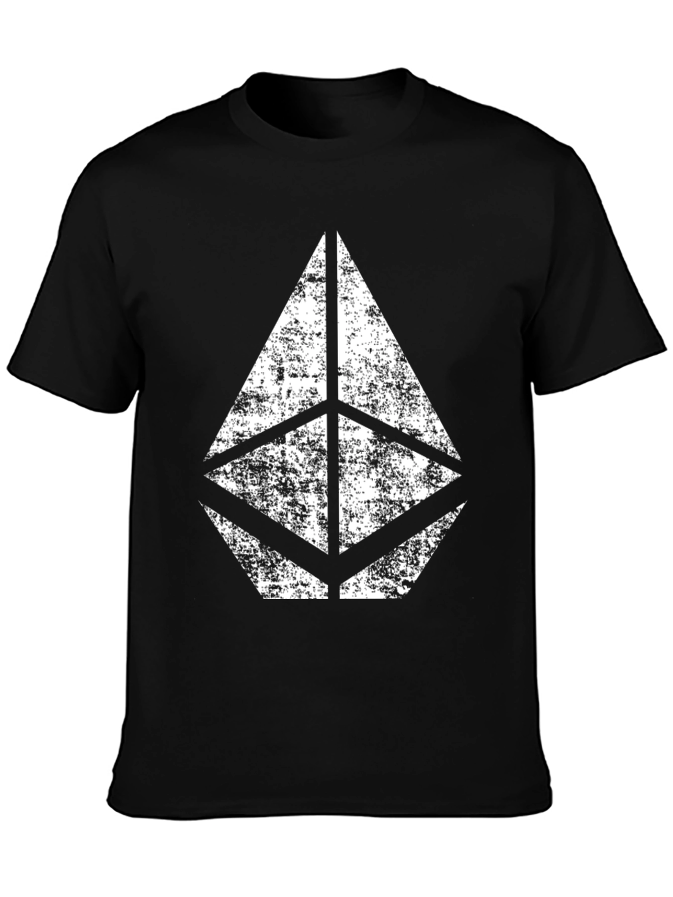 Distressed Geometric Logo Black T-Shirt