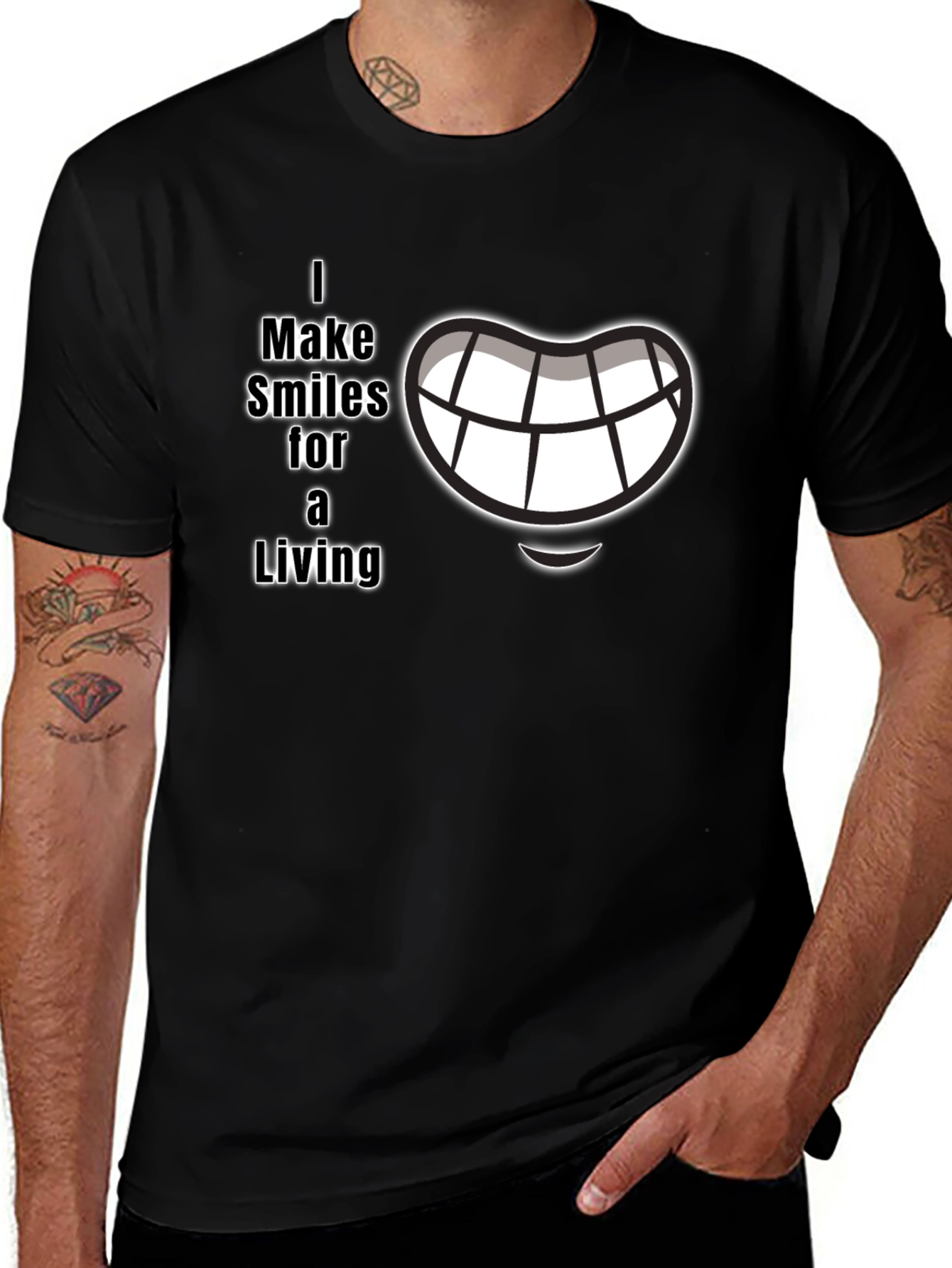 I Make Smiles for a Living Black Graphic T-Shirt
