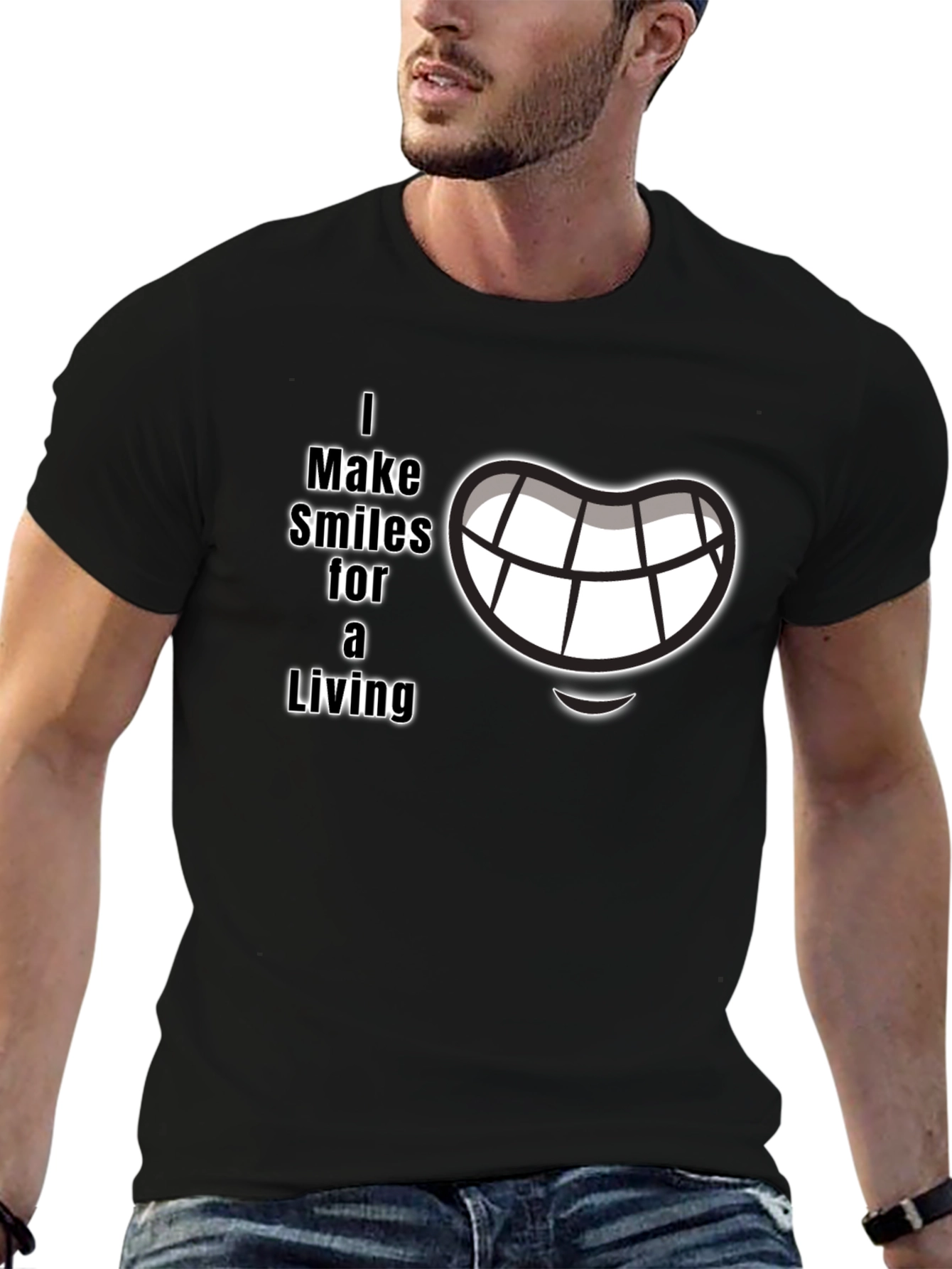 I Make Smiles for a Living Black Graphic T-Shirt