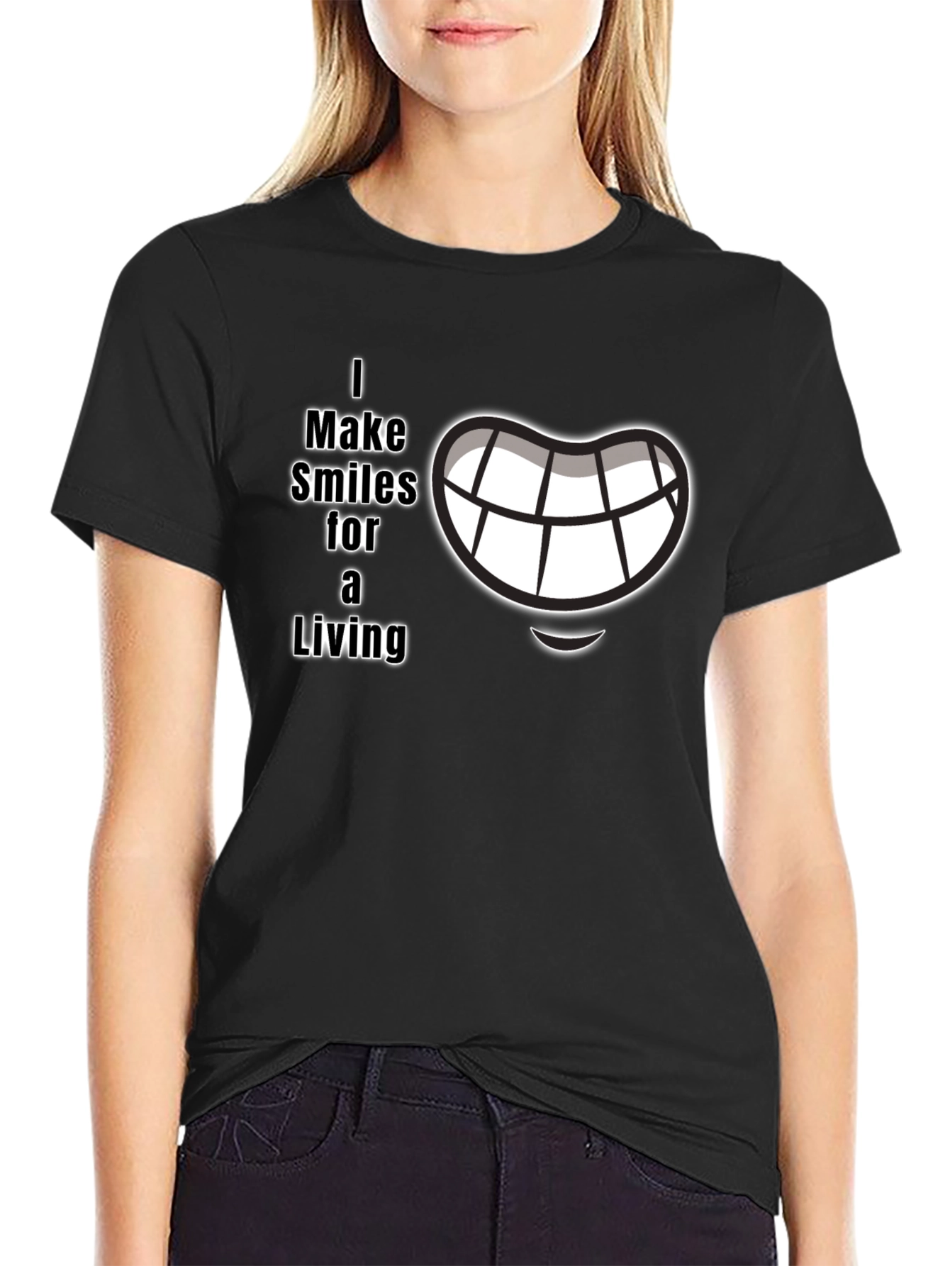 I Make Smiles for a Living Black Graphic T-Shirt
