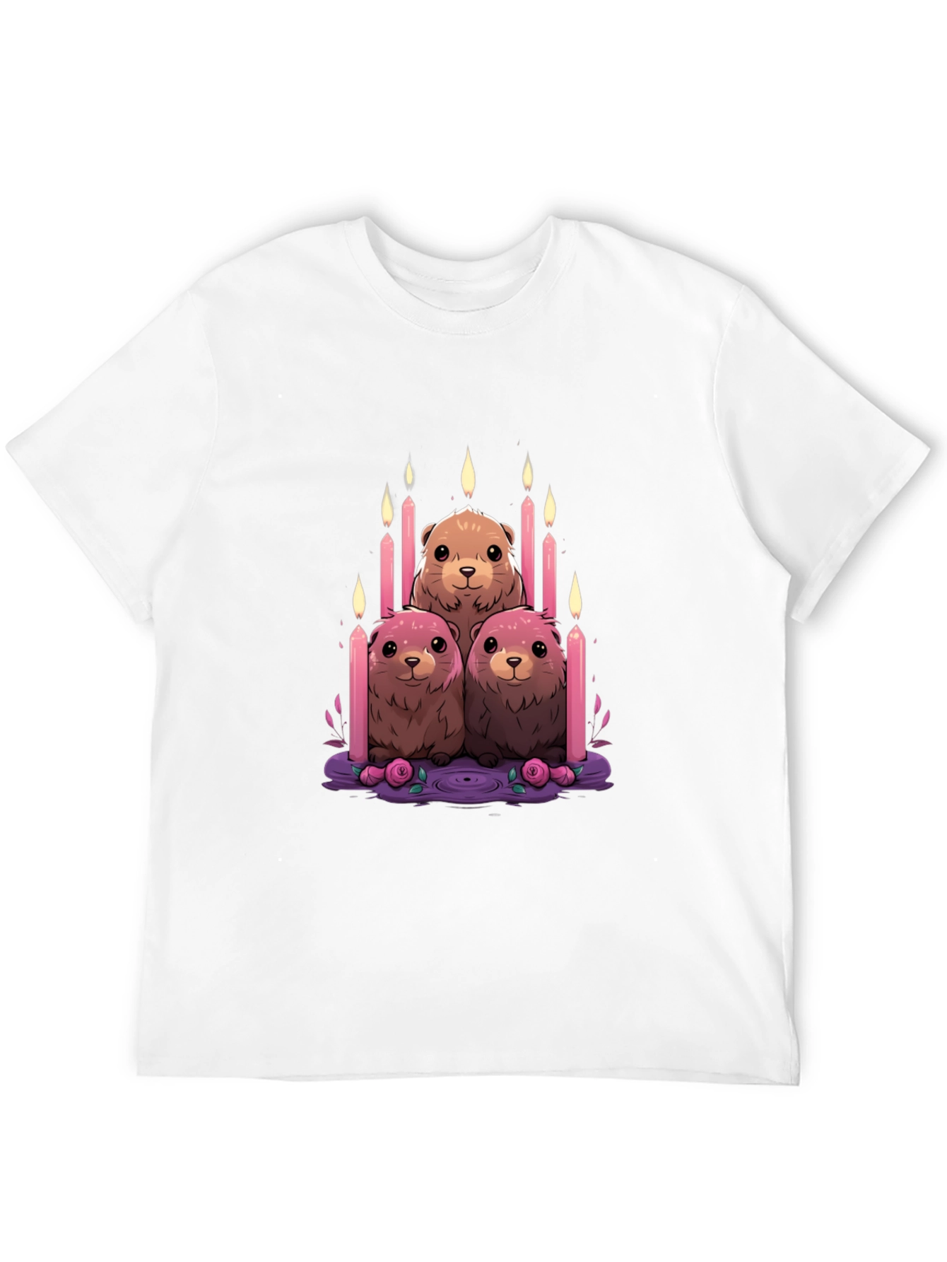 Cute Otter Candle T-Shirt - Unique Design