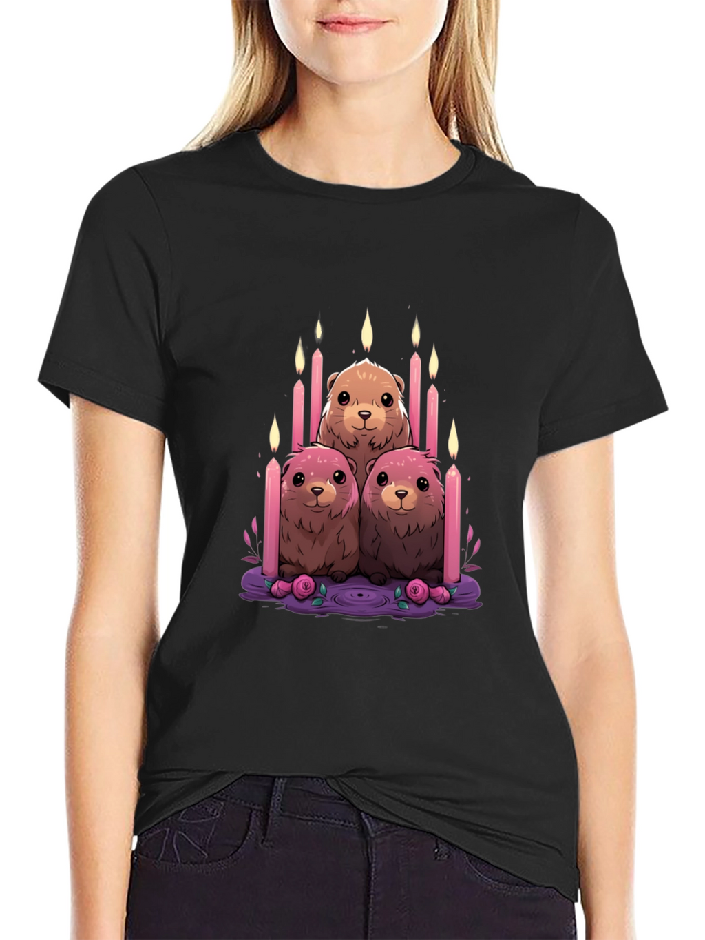 Cute Otter Candle T-Shirt - Unique Design