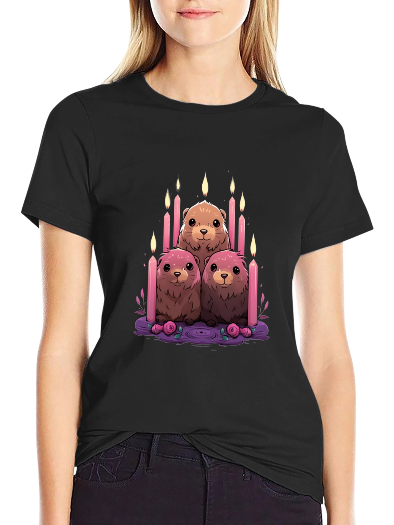 Cute Otter Candle T-Shirt - Unique Design