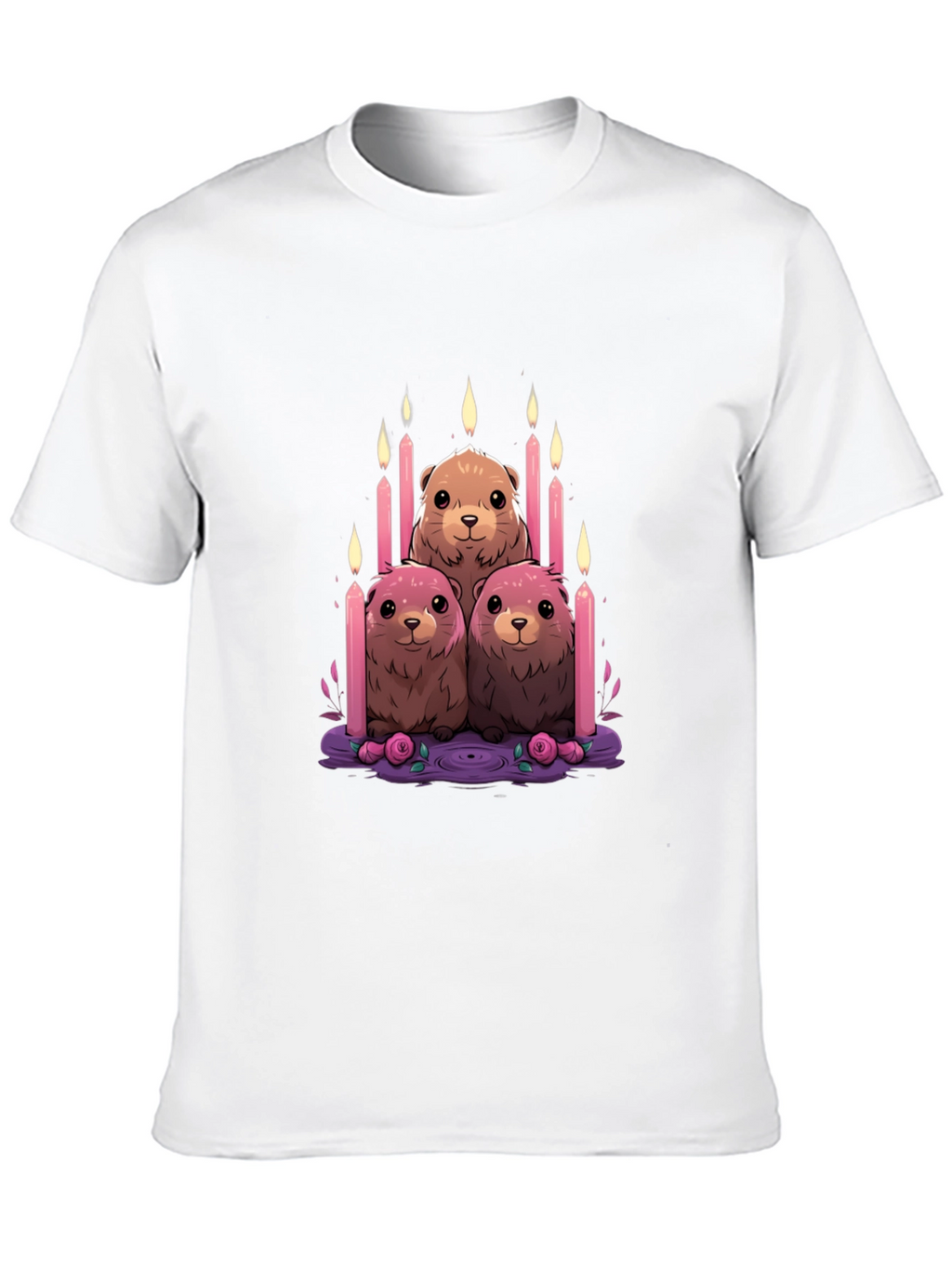 Cute Otter Candle T-Shirt - Unique Design