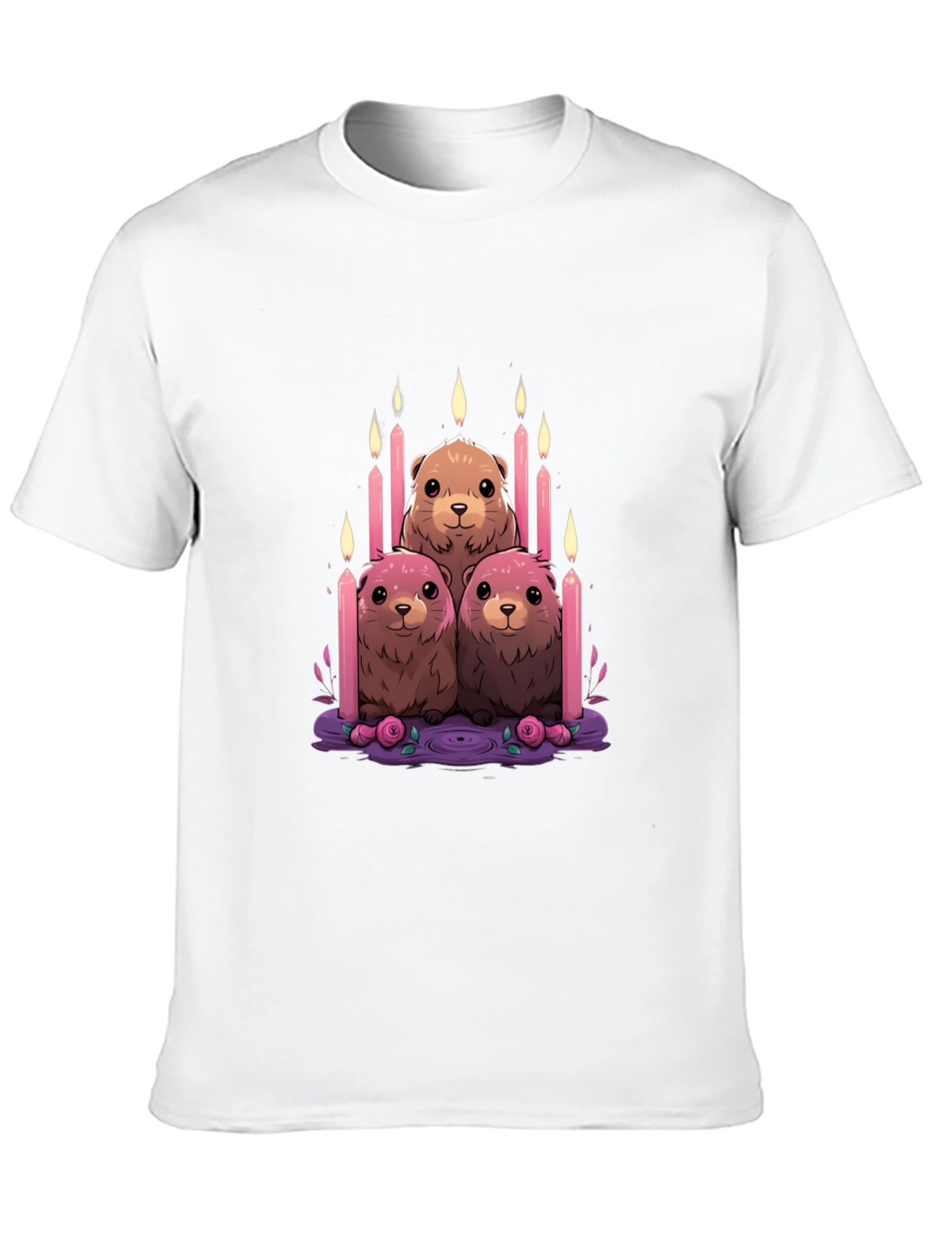 Cute Otter Candle T-Shirt - Unique Design