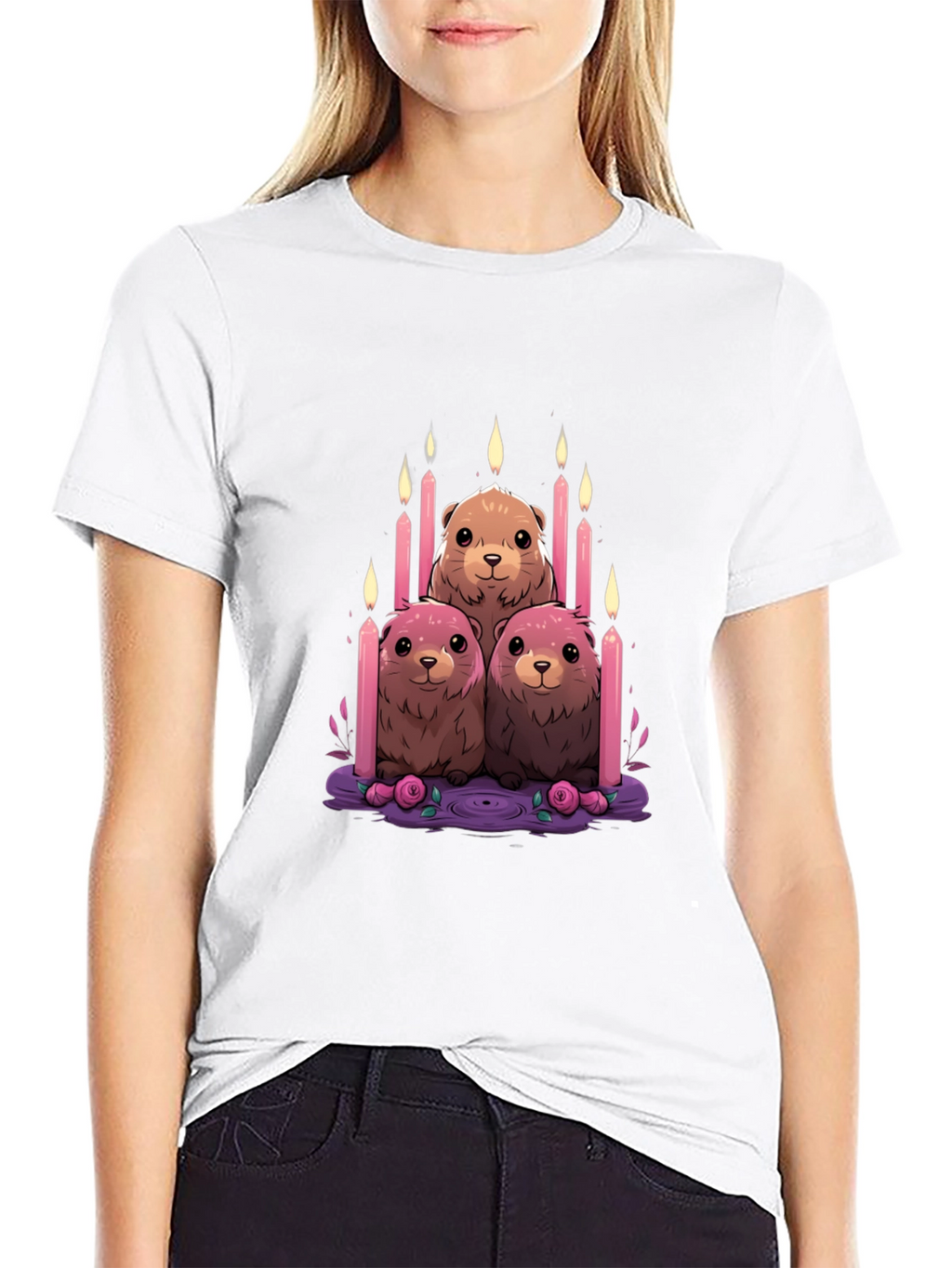 Cute Otter Candle T-Shirt - Unique Design