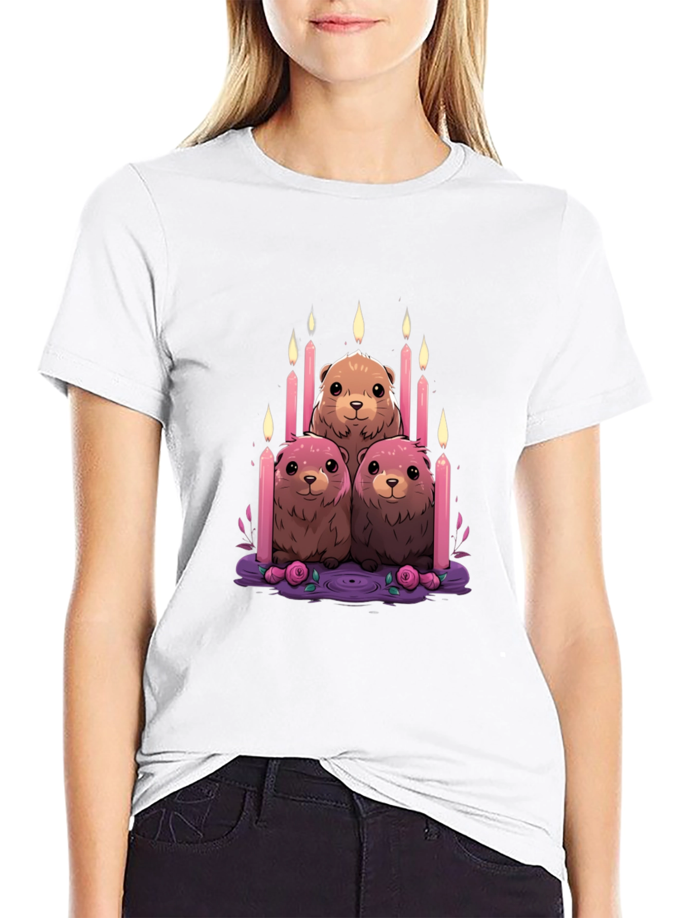 Cute Otter Candle T-Shirt - Unique Design